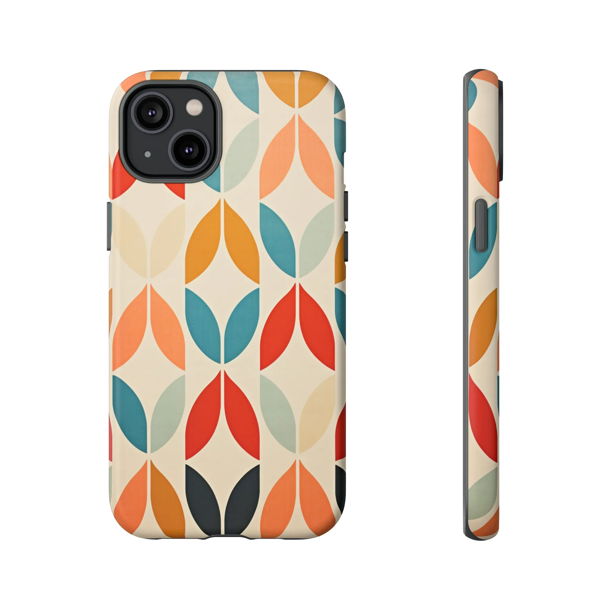 Mid-Century Modern Petals: A Retro Geometric Tapestry Tough Phone Cases