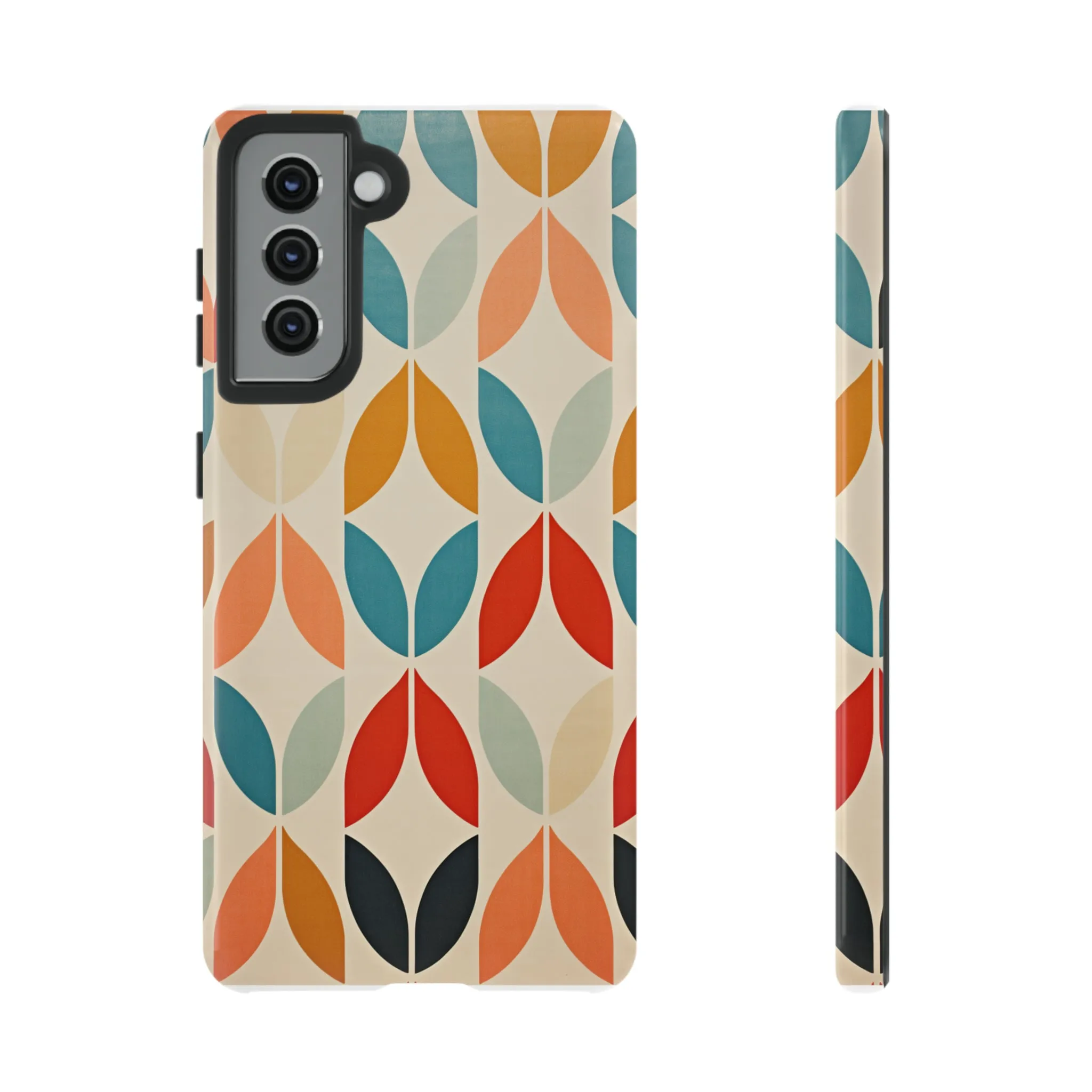 Mid-Century Modern Petals: A Retro Geometric Tapestry Tough Phone Cases