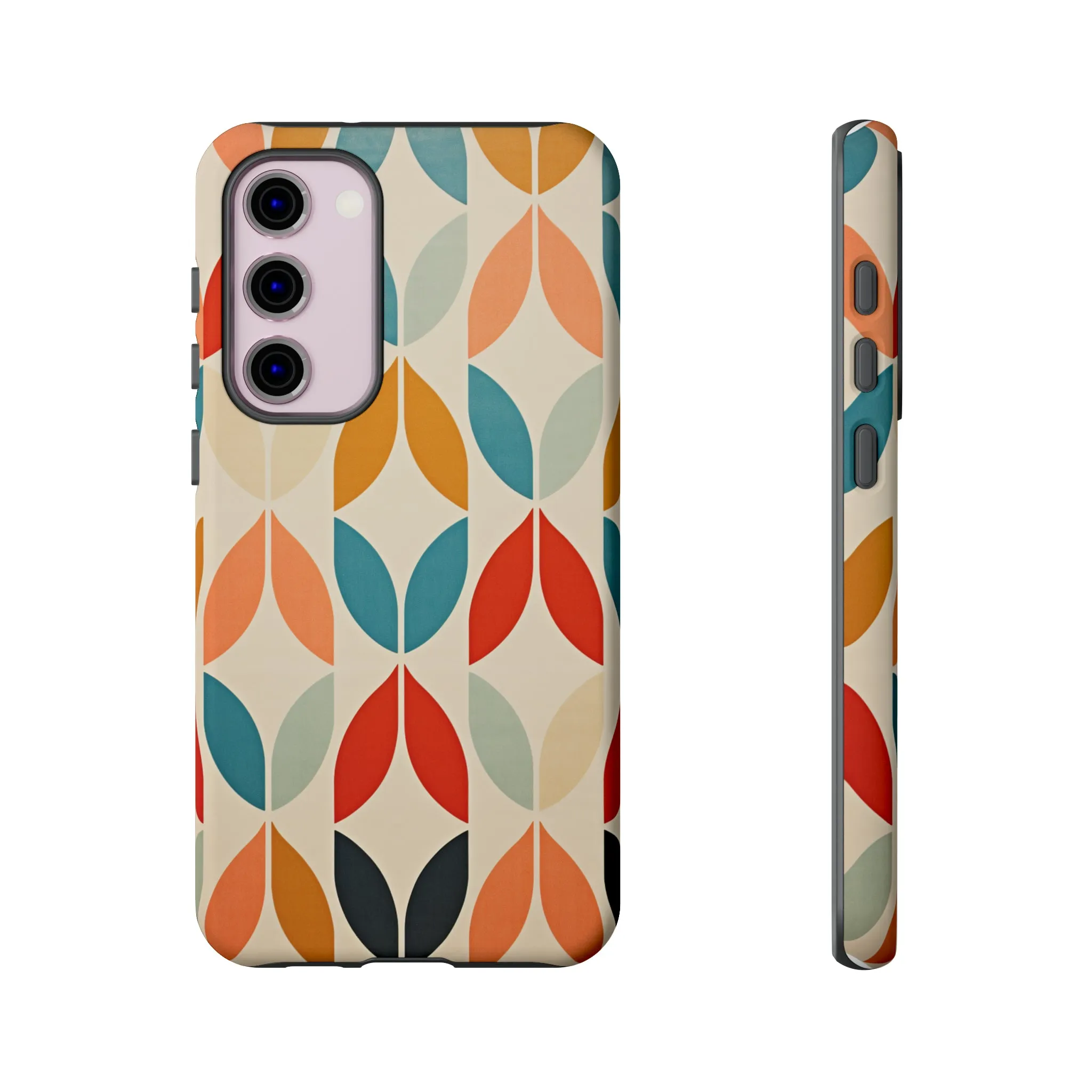 Mid-Century Modern Petals: A Retro Geometric Tapestry Tough Phone Cases