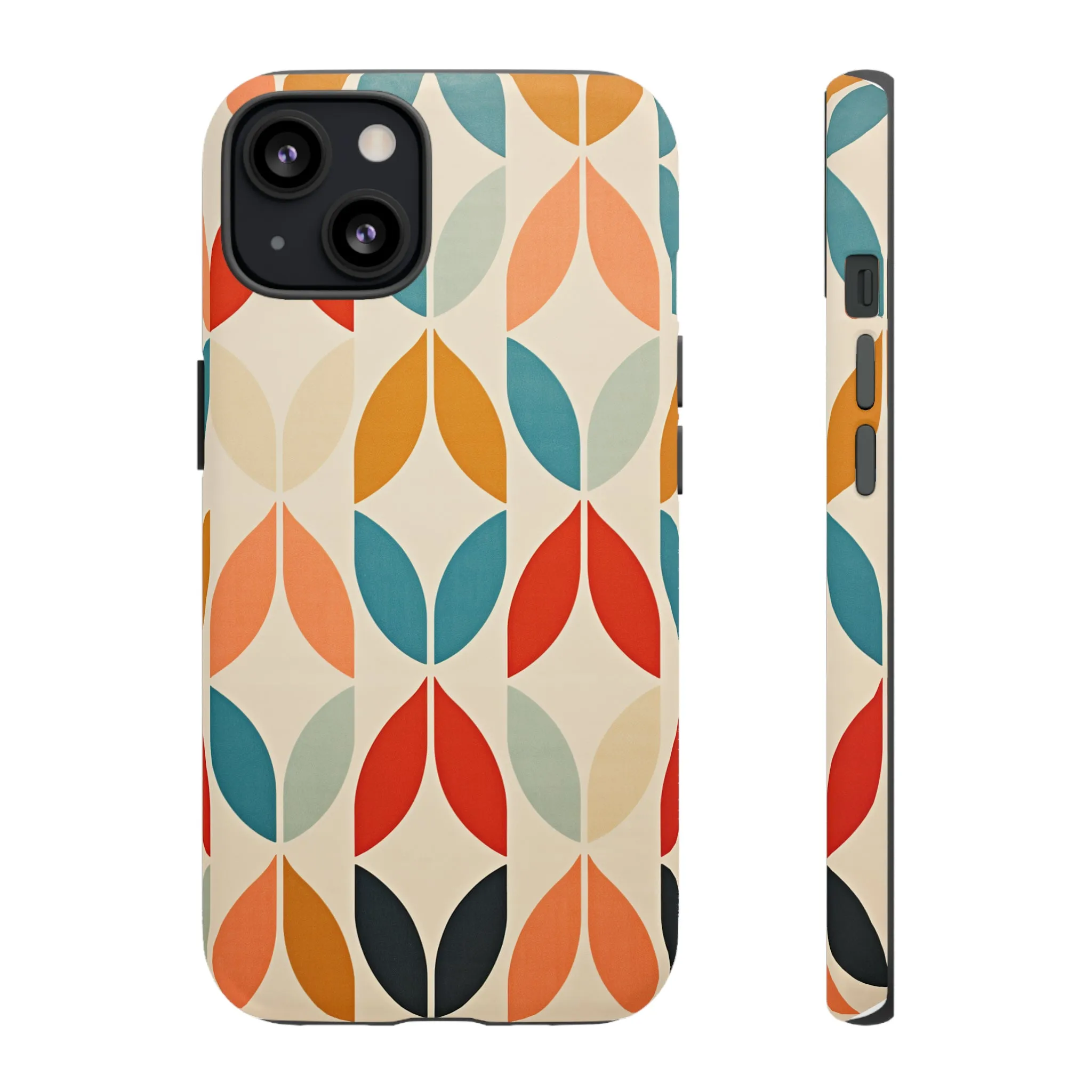Mid-Century Modern Petals: A Retro Geometric Tapestry Tough Phone Cases