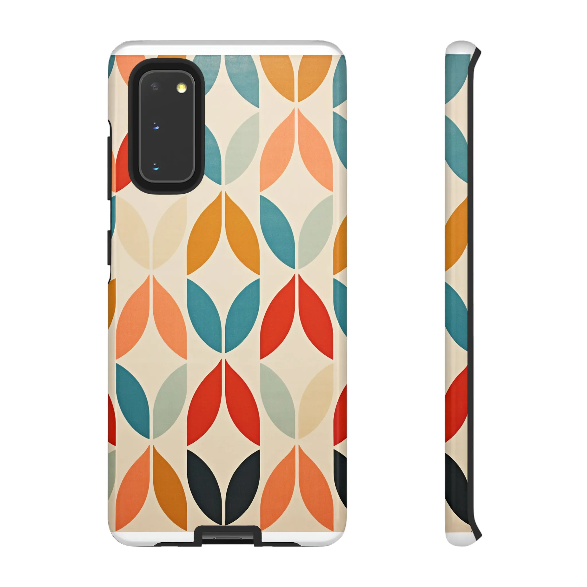 Mid-Century Modern Petals: A Retro Geometric Tapestry Tough Phone Cases