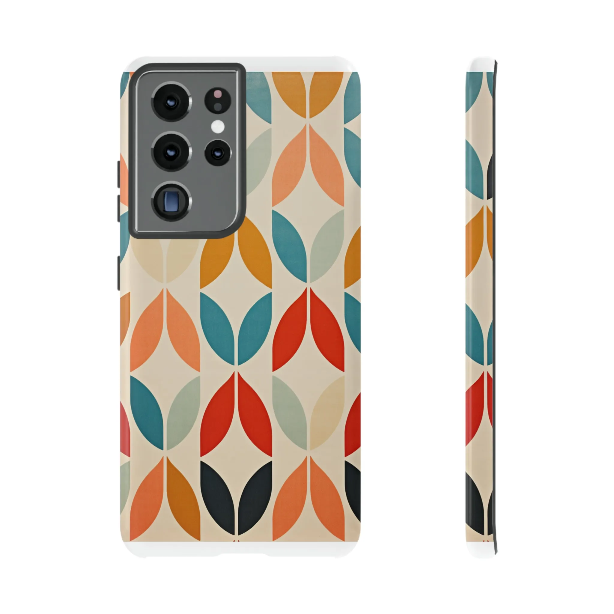 Mid-Century Modern Petals: A Retro Geometric Tapestry Tough Phone Cases