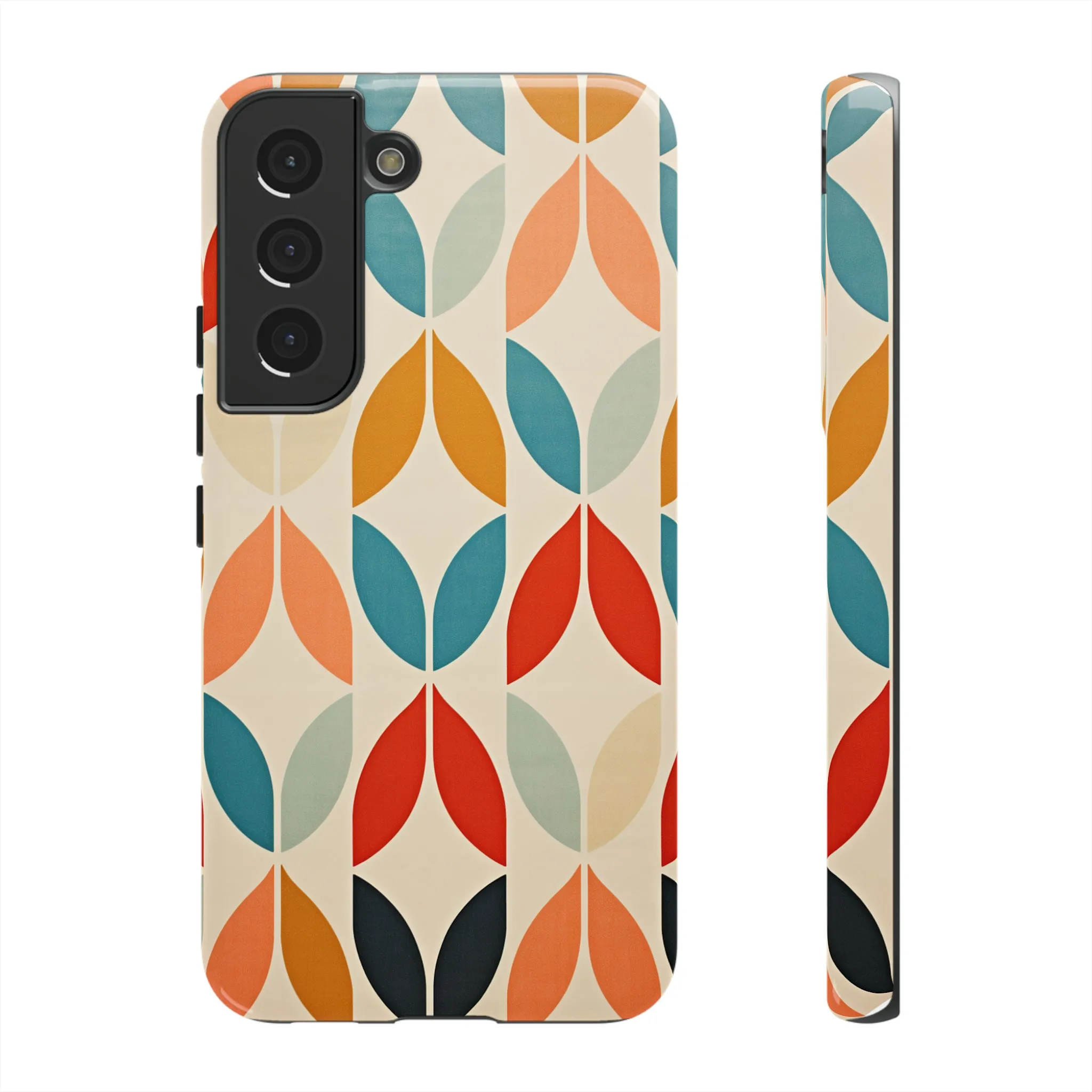 Mid-Century Modern Petals: A Retro Geometric Tapestry Tough Phone Cases