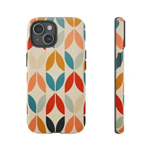 Mid-Century Modern Petals: A Retro Geometric Tapestry Tough Phone Cases
