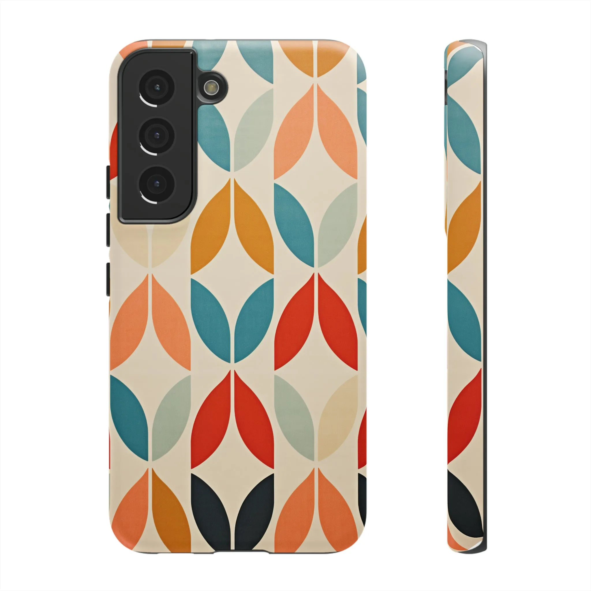 Mid-Century Modern Petals: A Retro Geometric Tapestry Tough Phone Cases