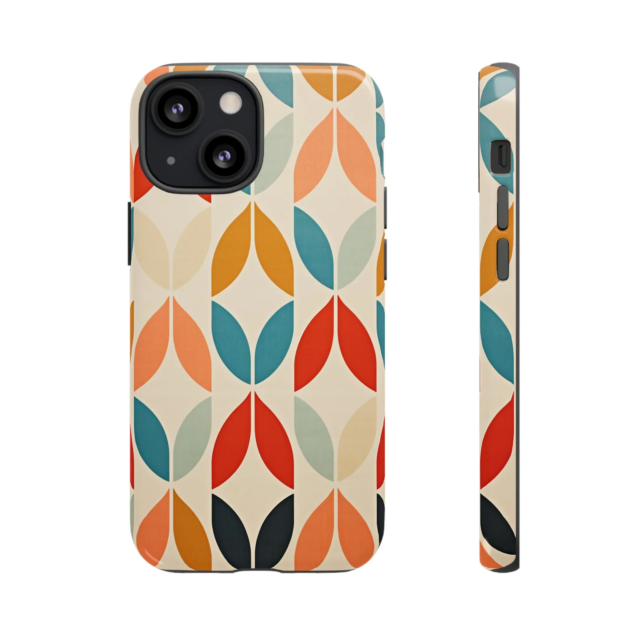 Mid-Century Modern Petals: A Retro Geometric Tapestry Tough Phone Cases