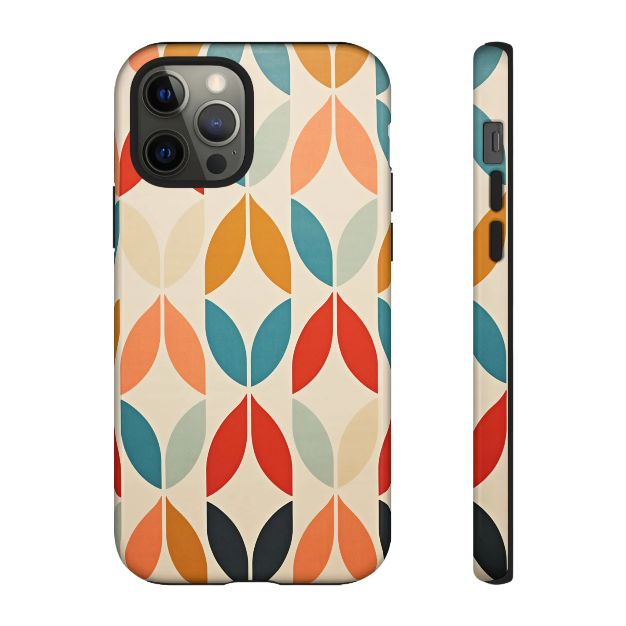 Mid-Century Modern Petals: A Retro Geometric Tapestry Tough Phone Cases