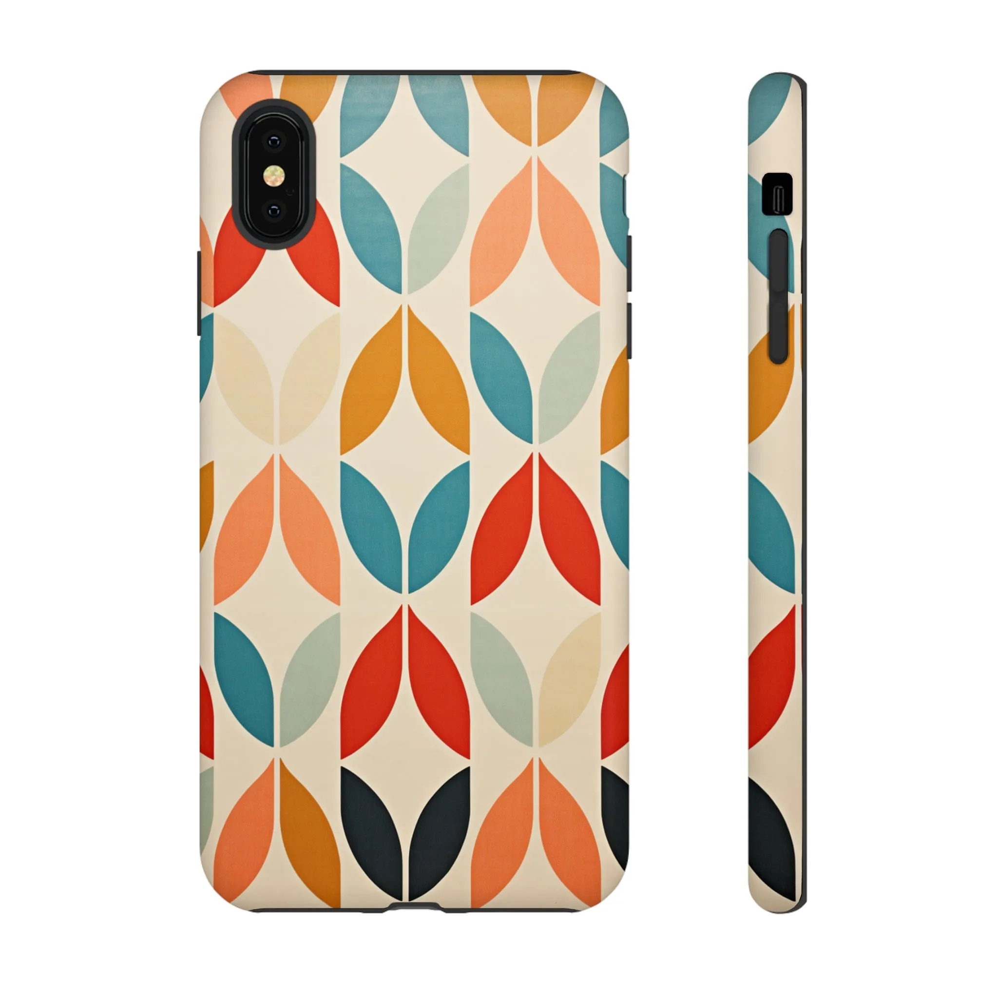 Mid-Century Modern Petals: A Retro Geometric Tapestry Tough Phone Cases