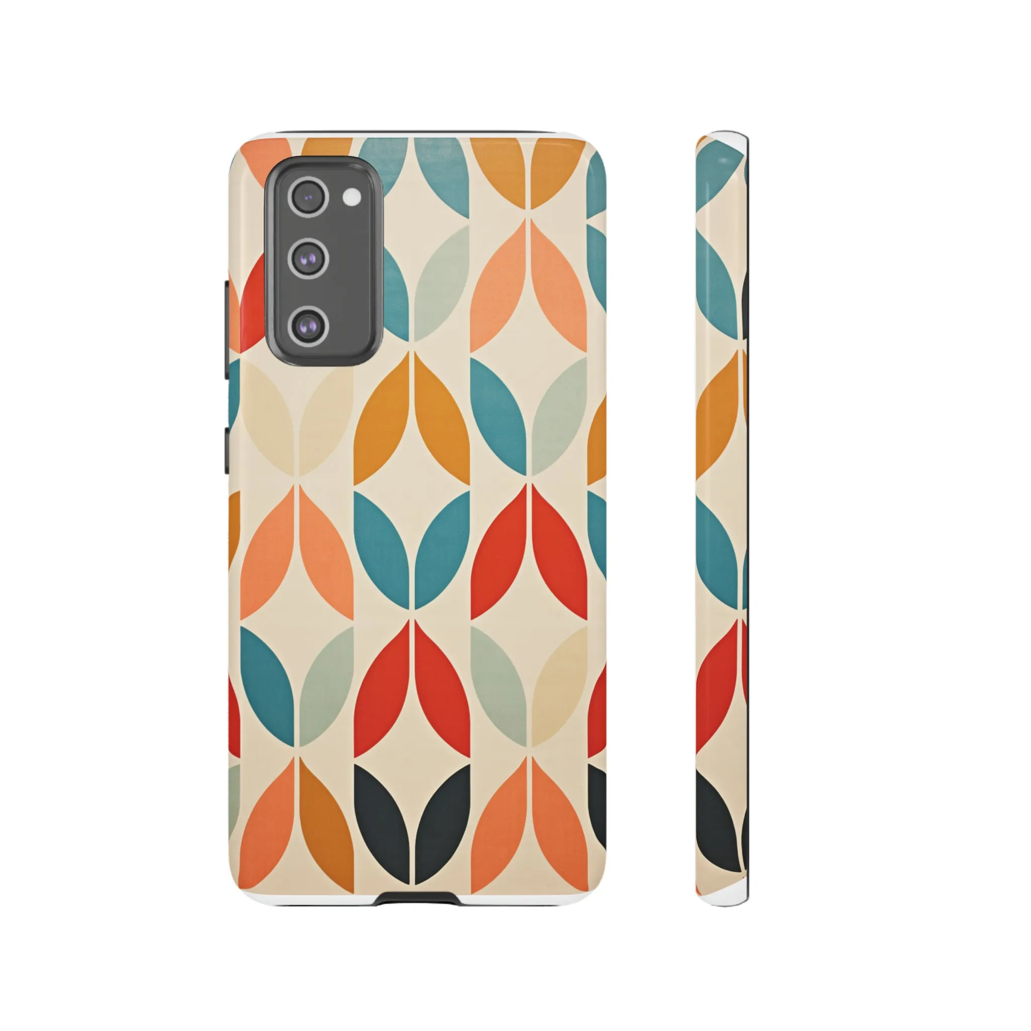 Mid-Century Modern Petals: A Retro Geometric Tapestry Tough Phone Cases