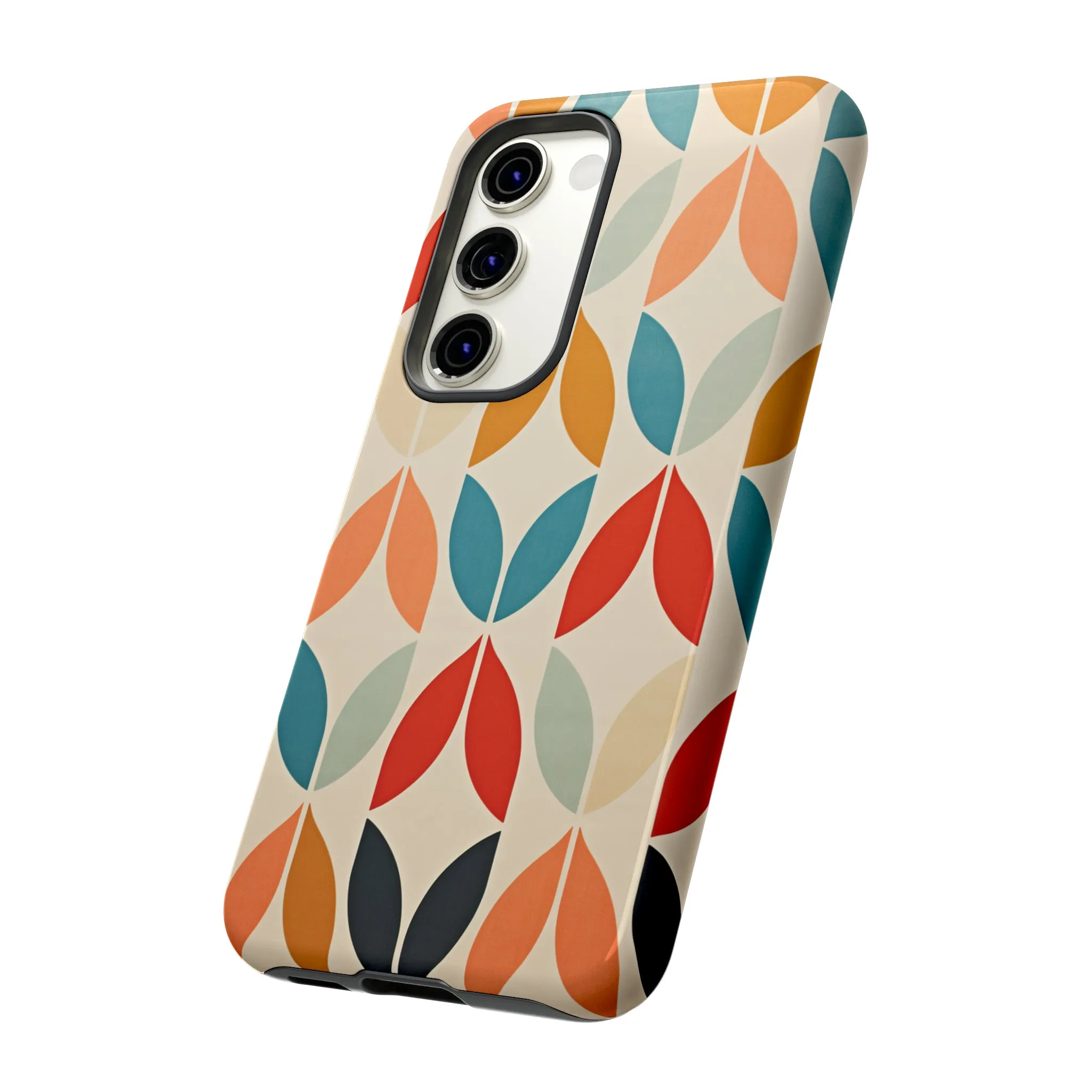 Mid-Century Modern Petals: A Retro Geometric Tapestry Tough Phone Cases