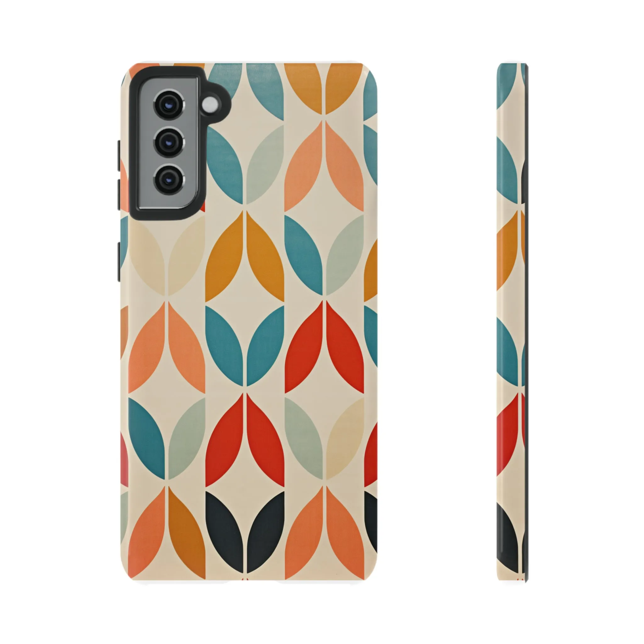 Mid-Century Modern Petals: A Retro Geometric Tapestry Tough Phone Cases