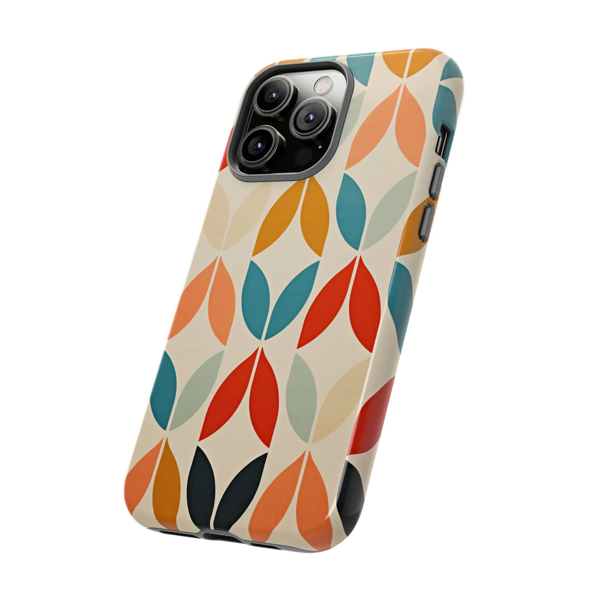 Mid-Century Modern Petals: A Retro Geometric Tapestry Tough Phone Cases