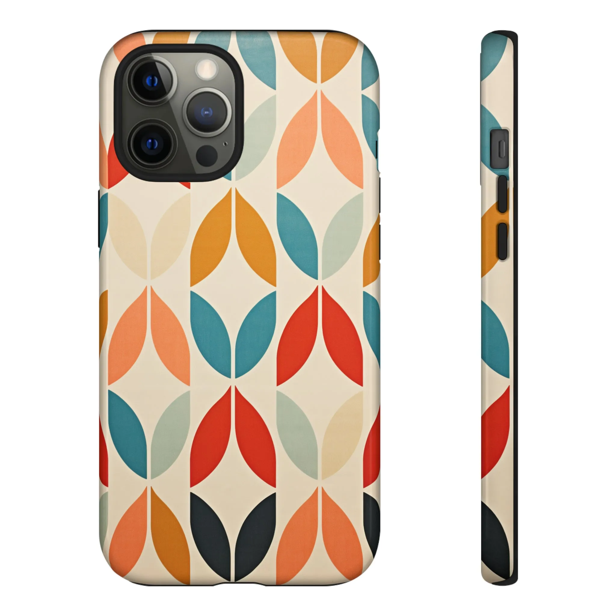 Mid-Century Modern Petals: A Retro Geometric Tapestry Tough Phone Cases