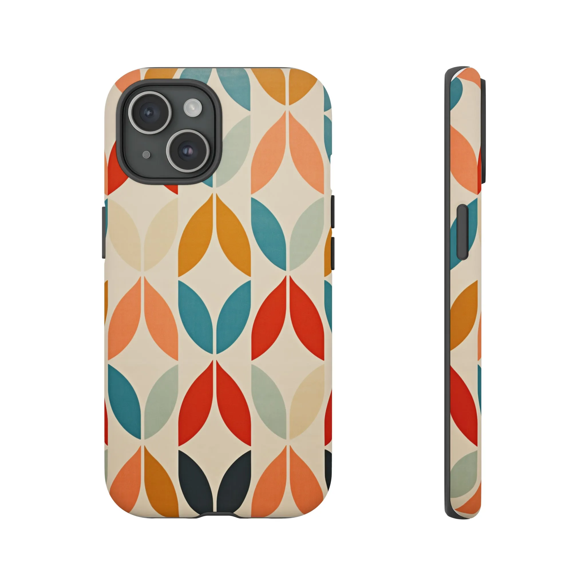 Mid-Century Modern Petals: A Retro Geometric Tapestry Tough Phone Cases