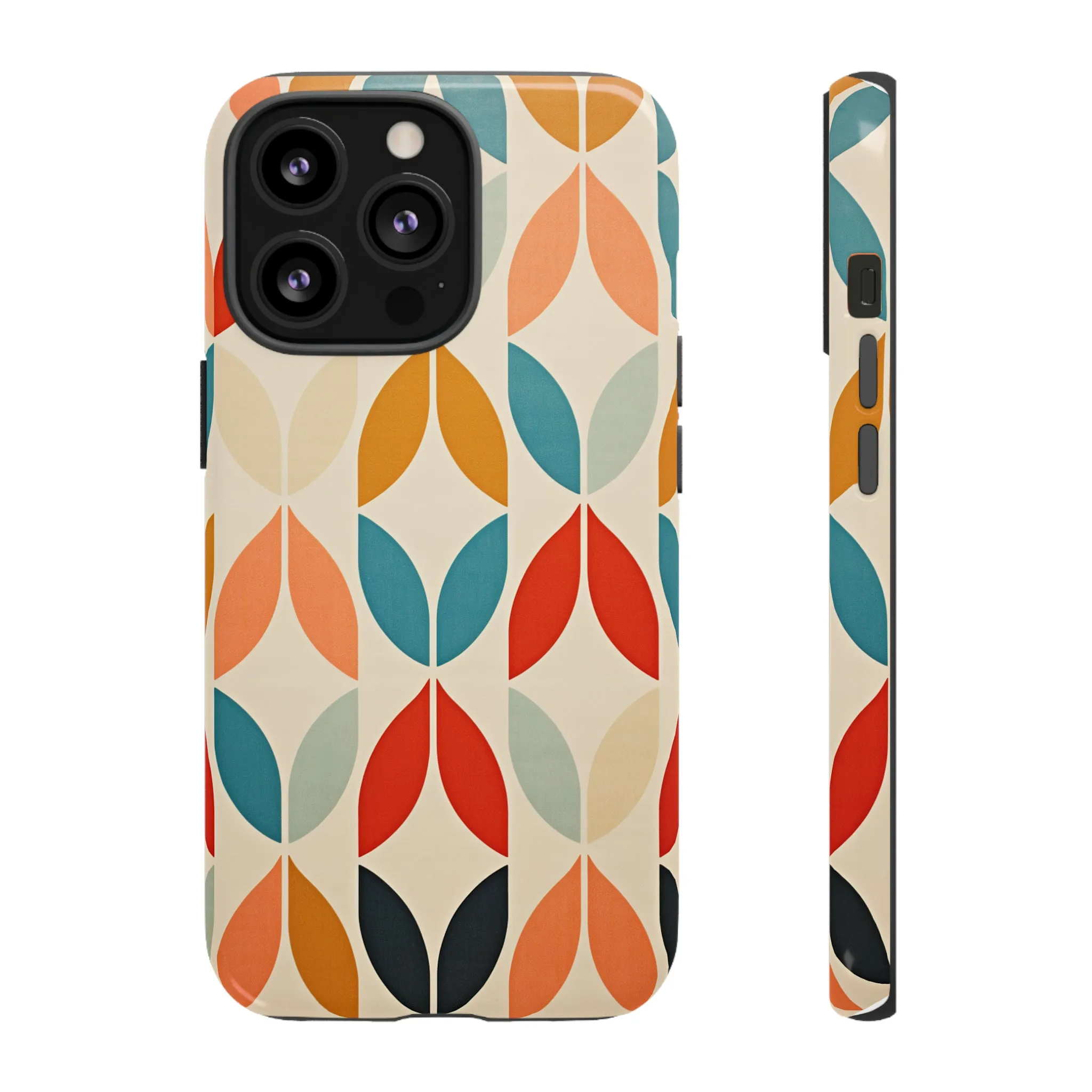 Mid-Century Modern Petals: A Retro Geometric Tapestry Tough Phone Cases