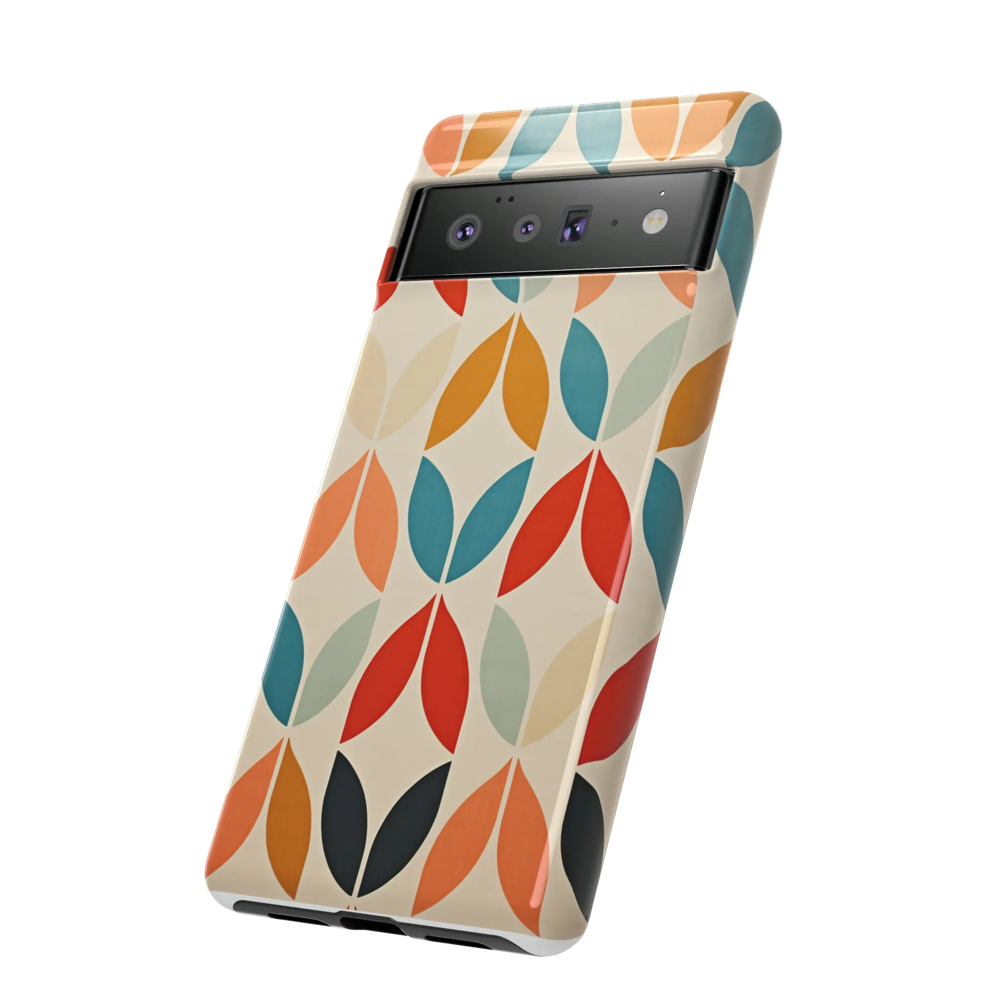 Mid-Century Modern Petals: A Retro Geometric Tapestry Tough Phone Cases