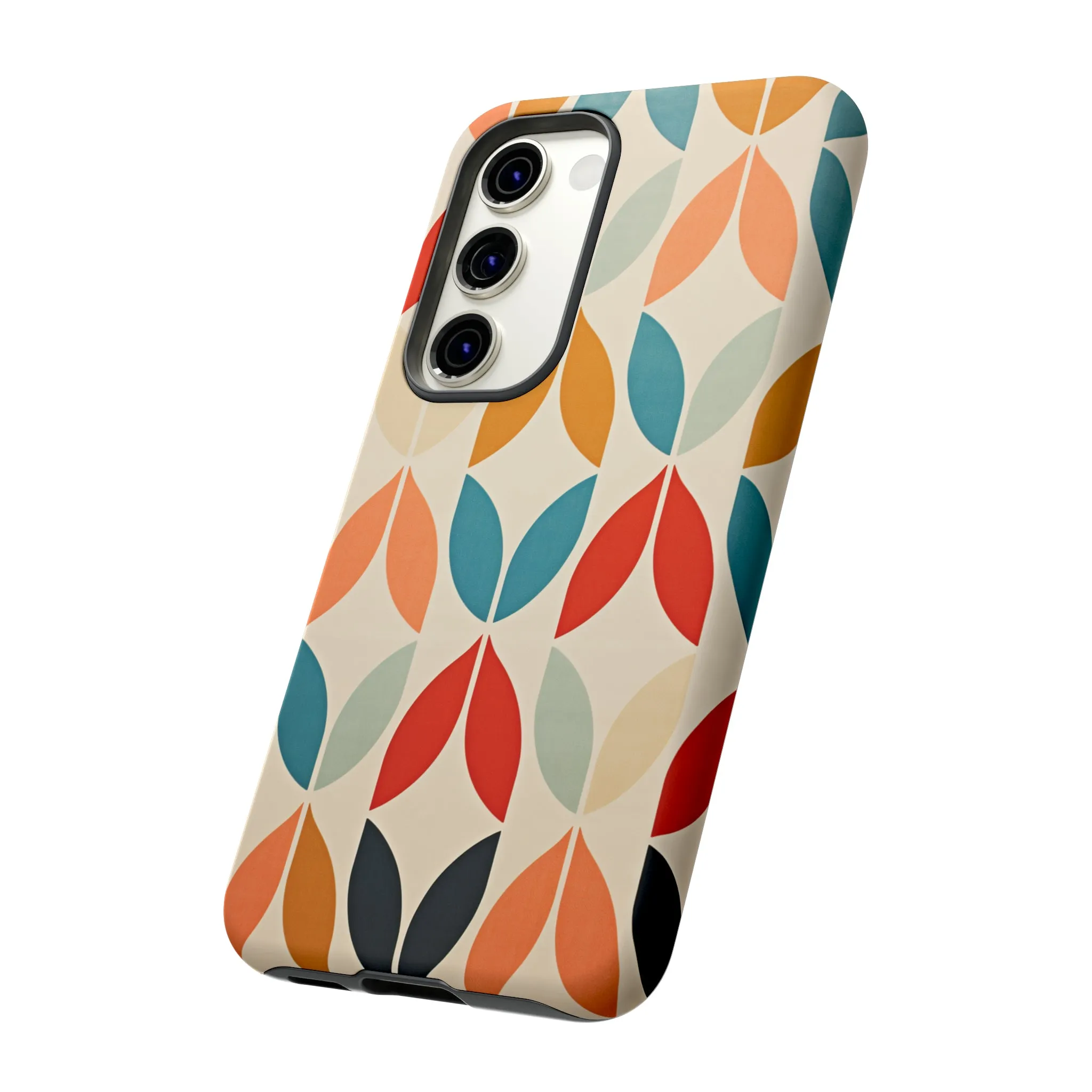 Mid-Century Modern Petals: A Retro Geometric Tapestry Tough Phone Cases