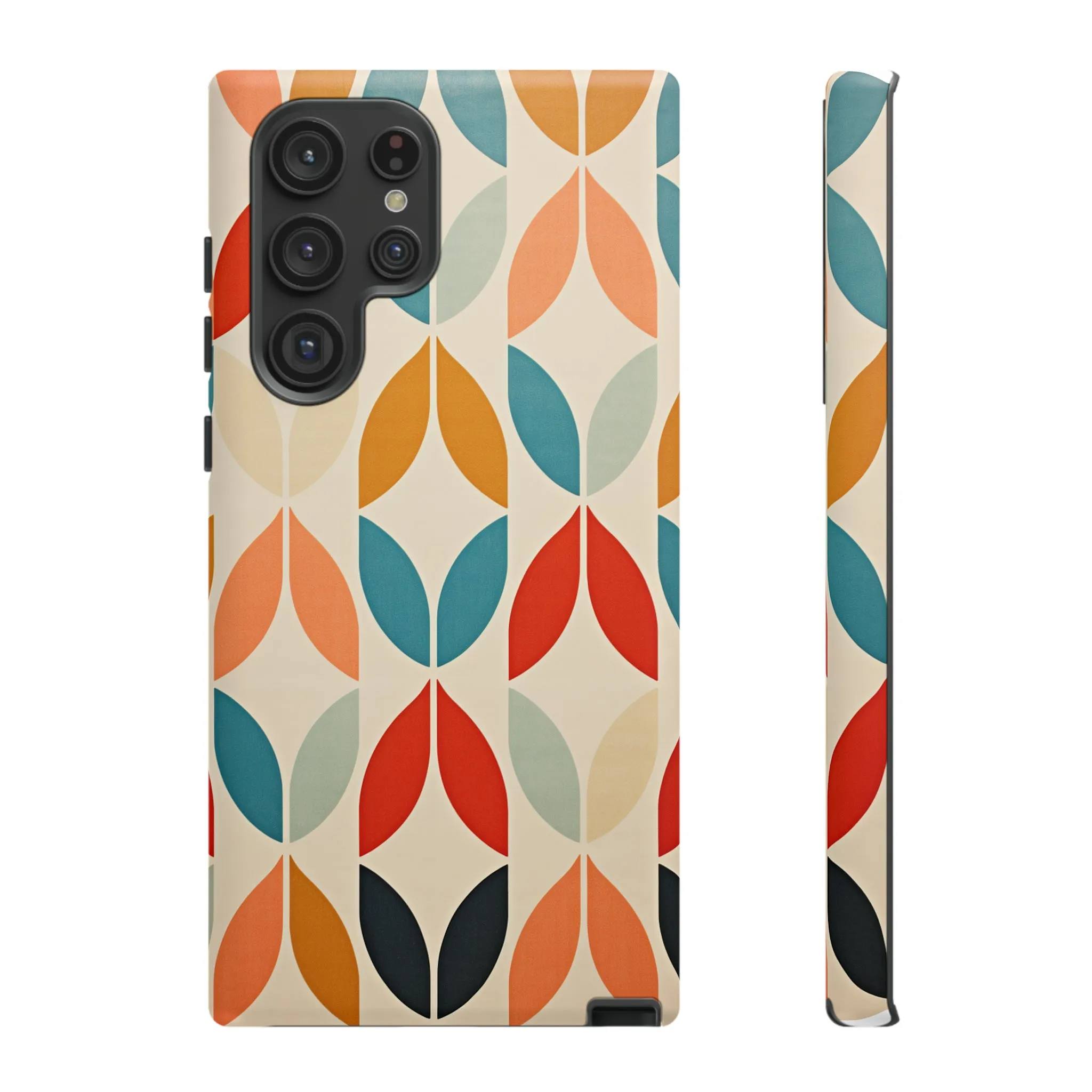 Mid-Century Modern Petals: A Retro Geometric Tapestry Tough Phone Cases