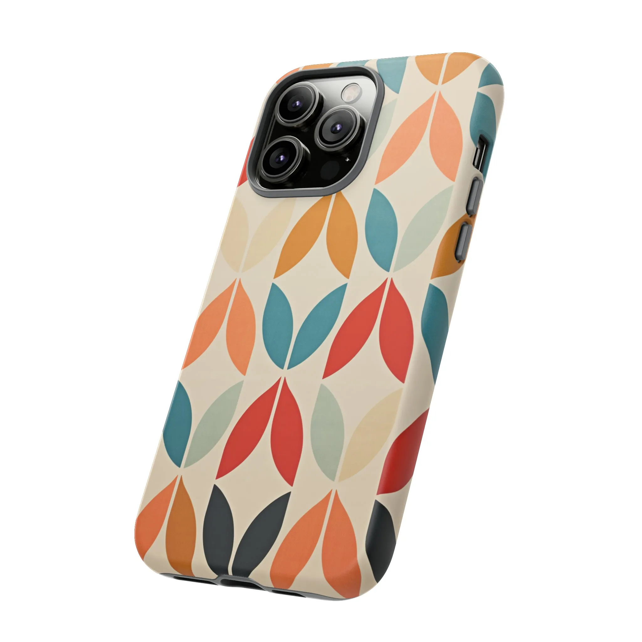 Mid-Century Modern Petals: A Retro Geometric Tapestry Tough Phone Cases