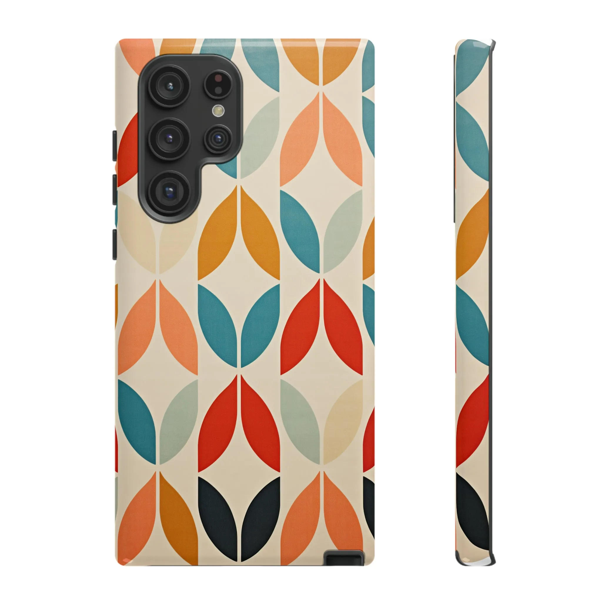Mid-Century Modern Petals: A Retro Geometric Tapestry Tough Phone Cases