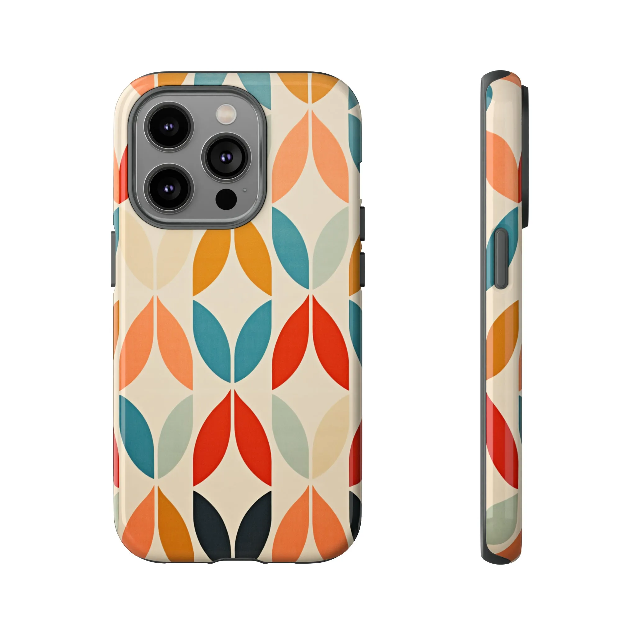 Mid-Century Modern Petals: A Retro Geometric Tapestry Tough Phone Cases