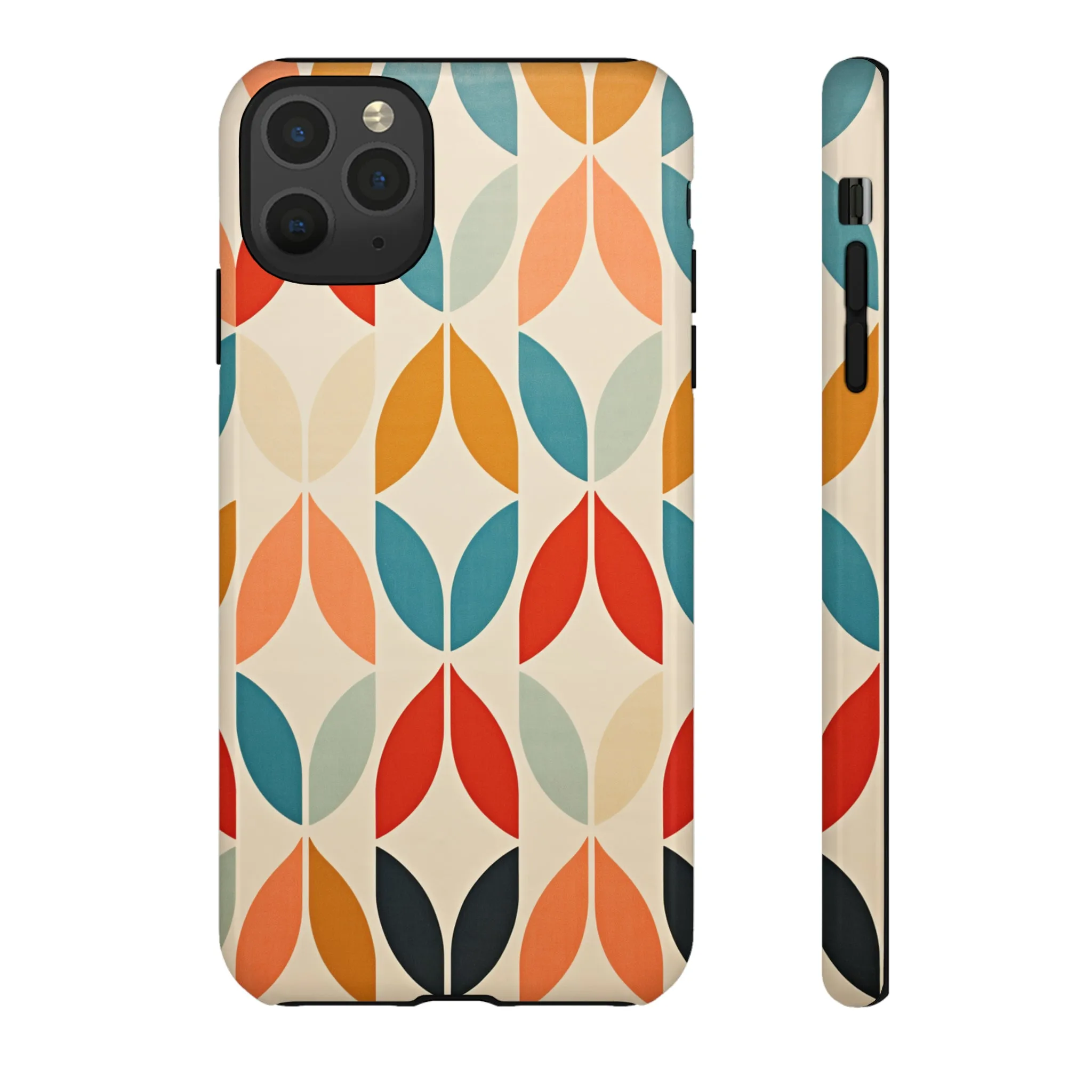 Mid-Century Modern Petals: A Retro Geometric Tapestry Tough Phone Cases