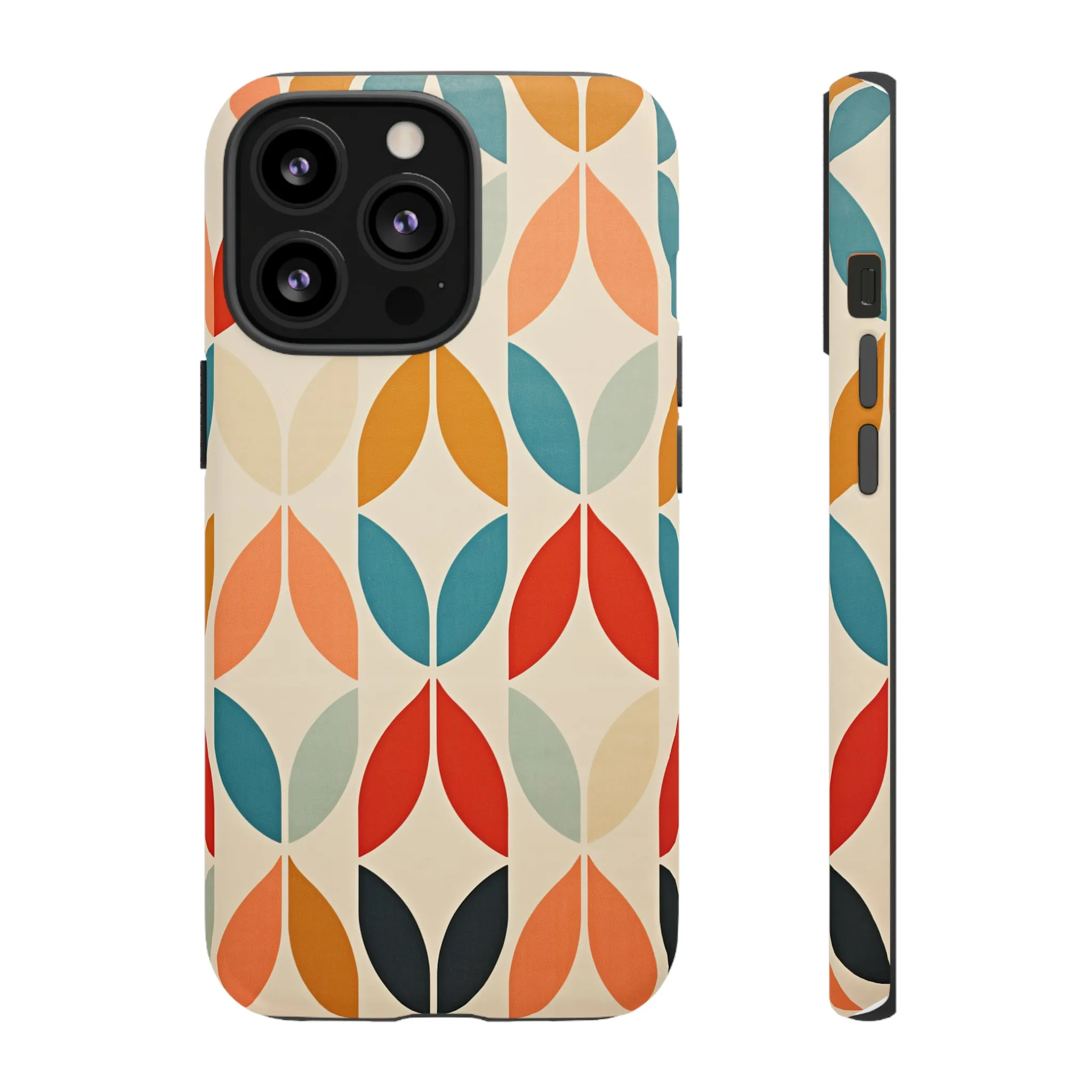 Mid-Century Modern Petals: A Retro Geometric Tapestry Tough Phone Cases