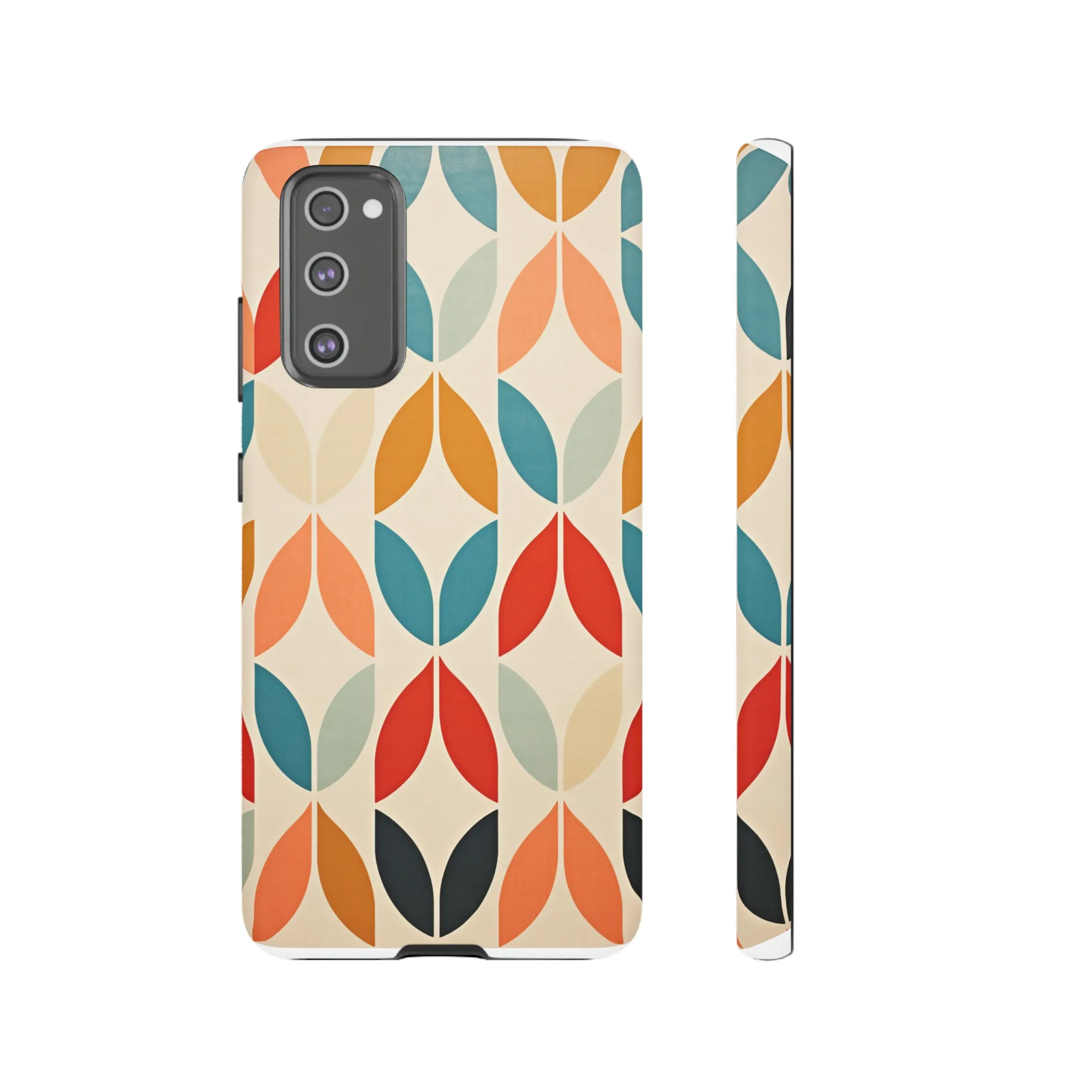Mid-Century Modern Petals: A Retro Geometric Tapestry Tough Phone Cases