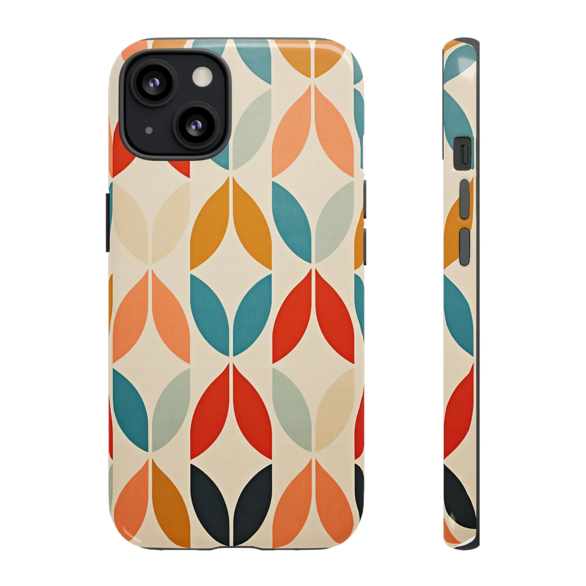 Mid-Century Modern Petals: A Retro Geometric Tapestry Tough Phone Cases