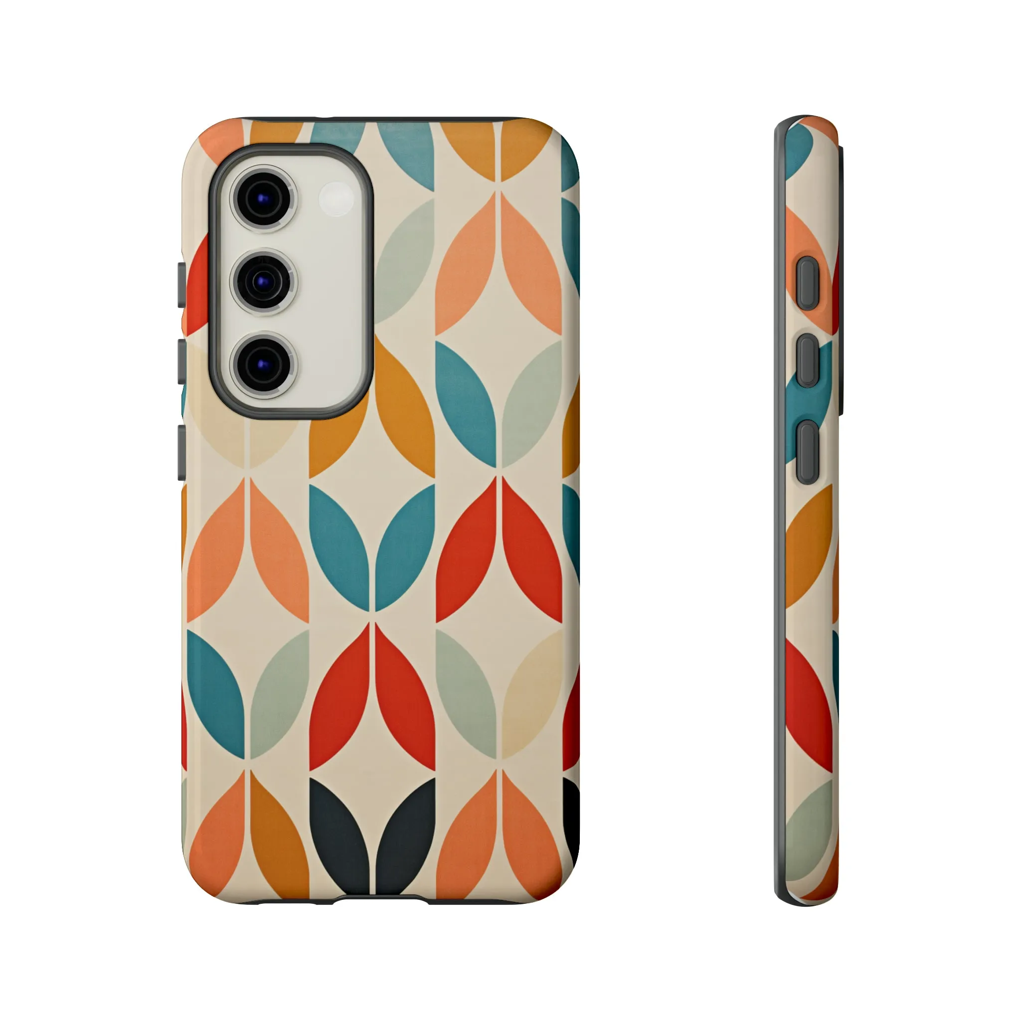 Mid-Century Modern Petals: A Retro Geometric Tapestry Tough Phone Cases