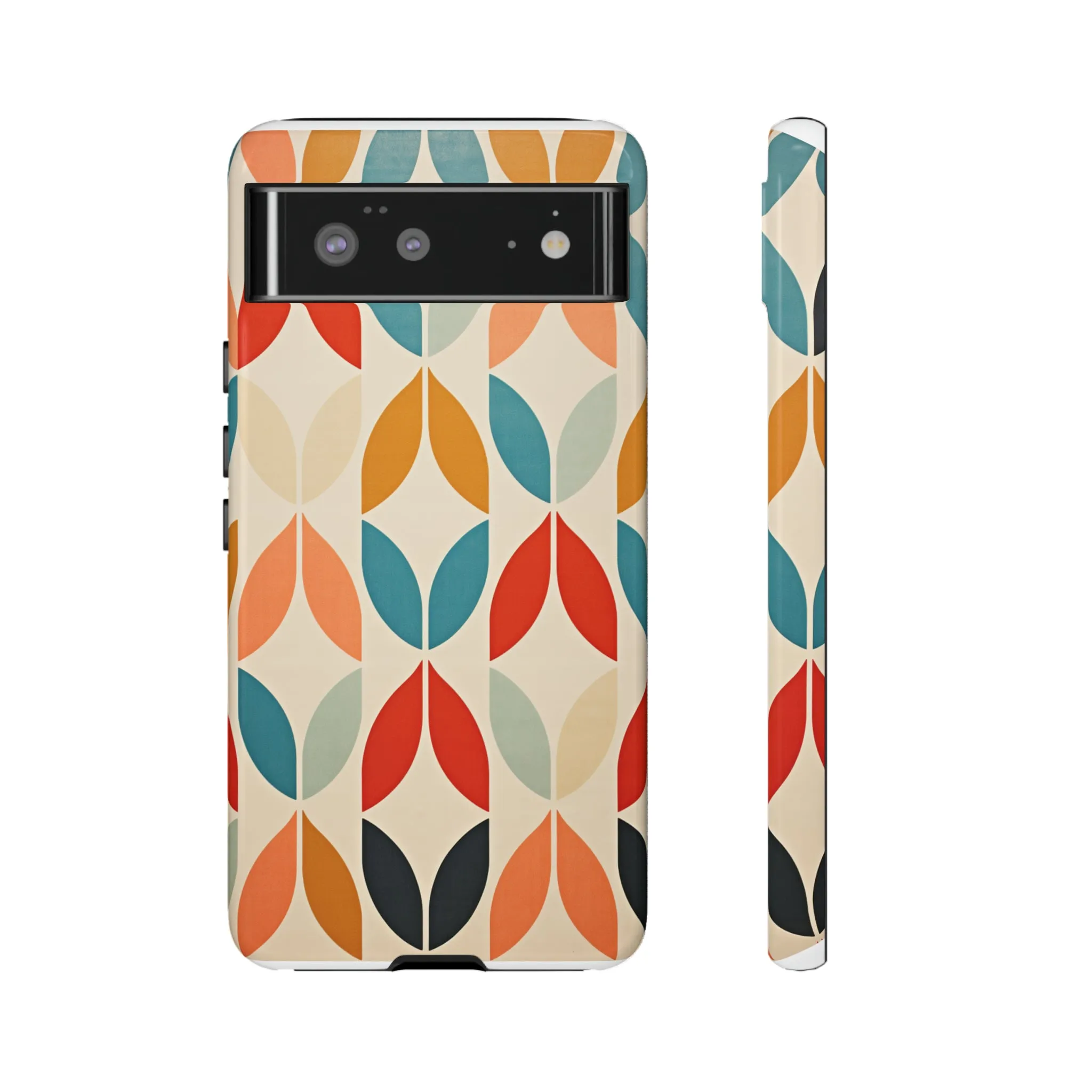 Mid-Century Modern Petals: A Retro Geometric Tapestry Tough Phone Cases