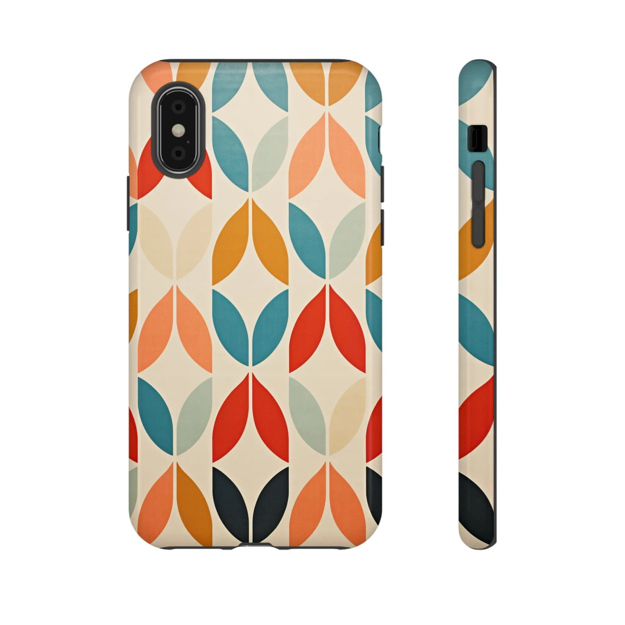Mid-Century Modern Petals: A Retro Geometric Tapestry Tough Phone Cases
