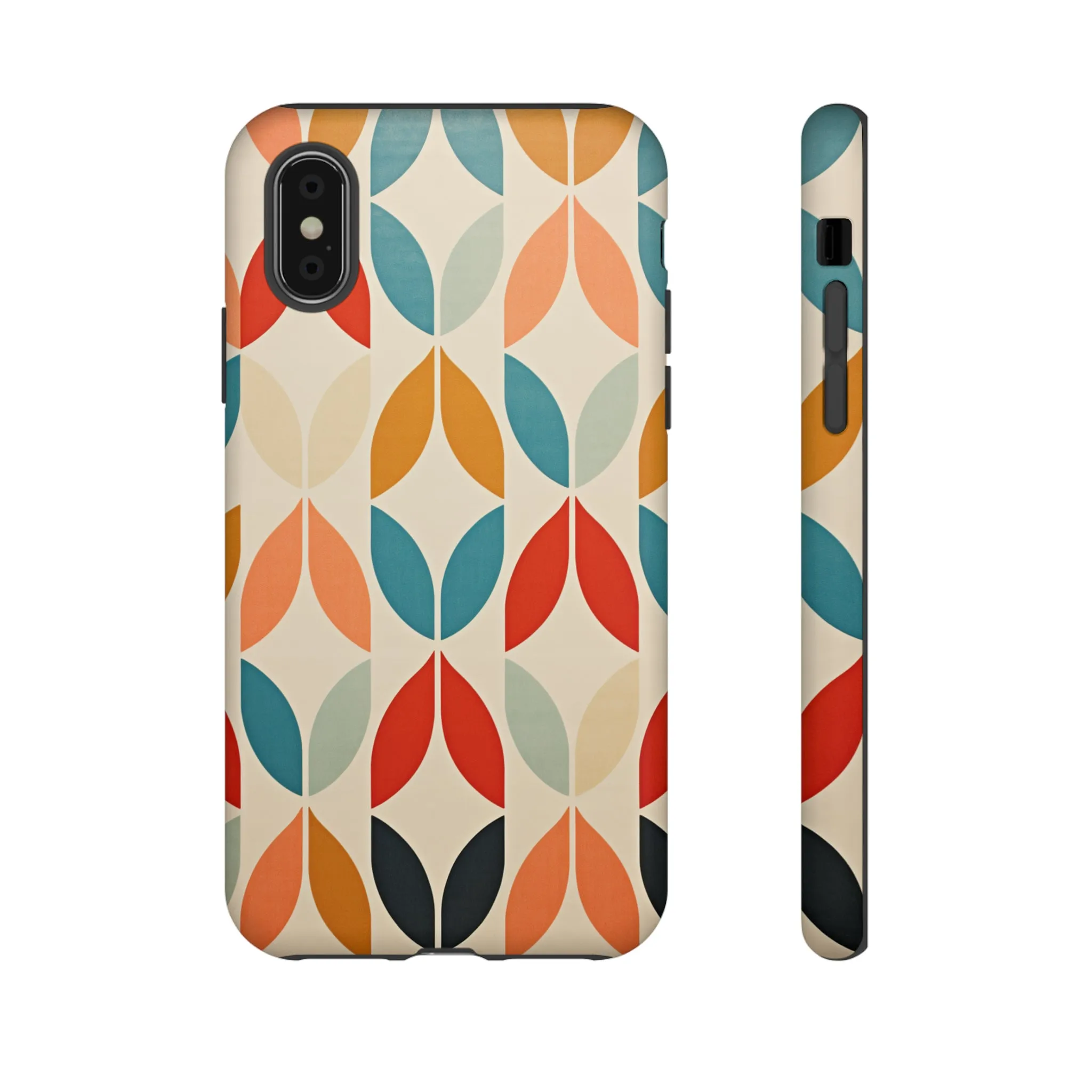 Mid-Century Modern Petals: A Retro Geometric Tapestry Tough Phone Cases
