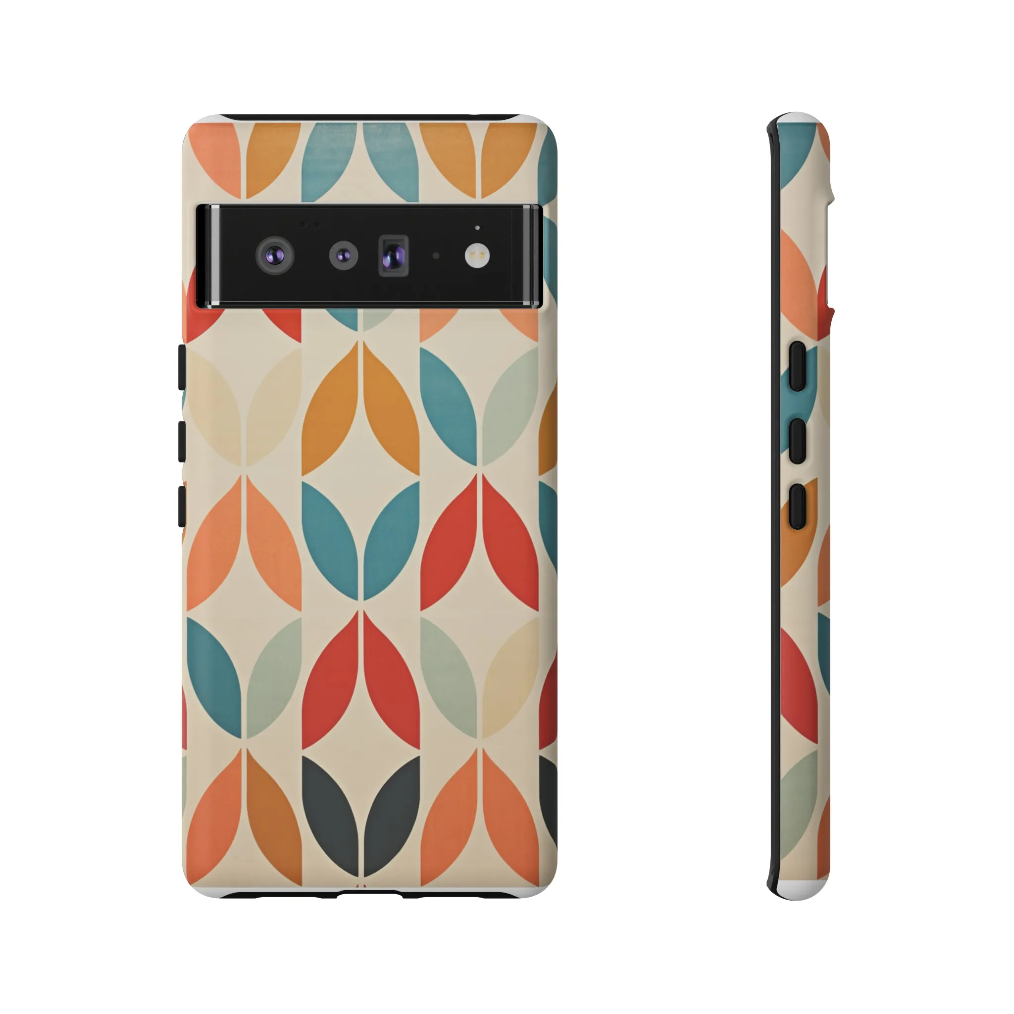 Mid-Century Modern Petals: A Retro Geometric Tapestry Tough Phone Cases