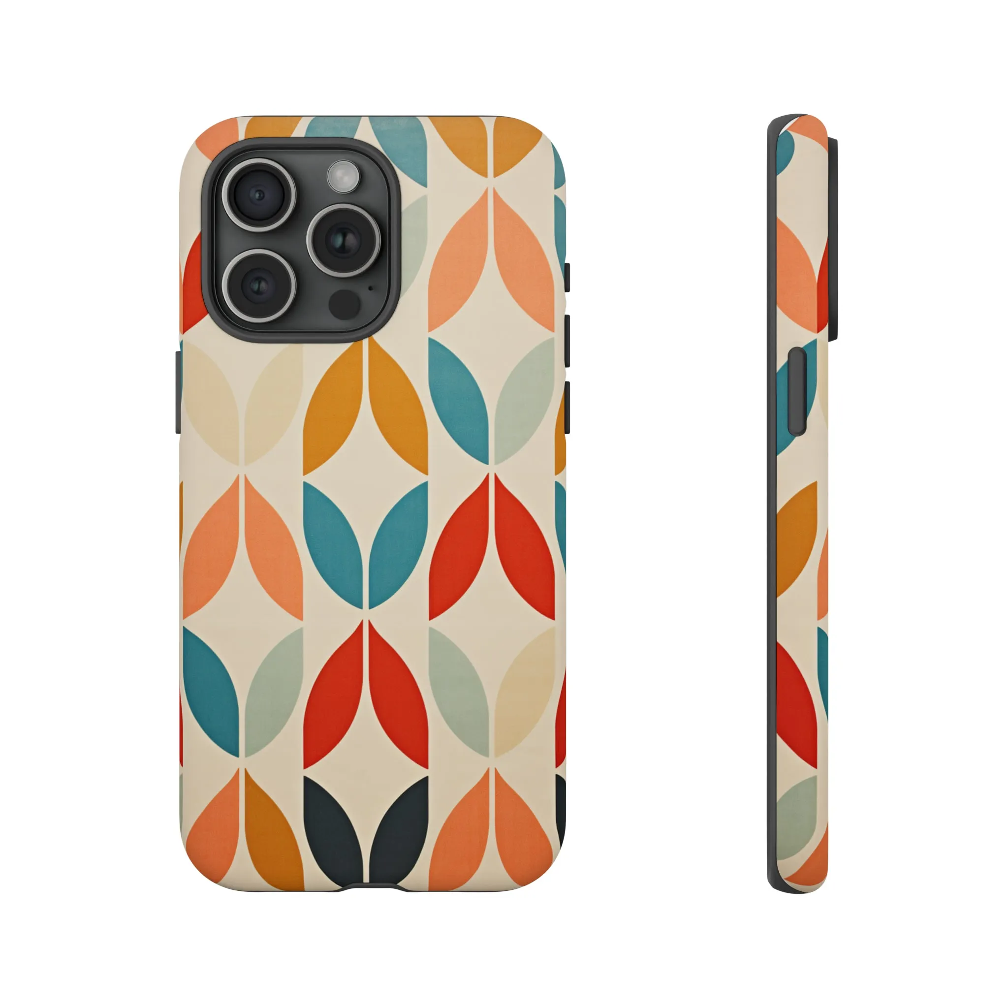Mid-Century Modern Petals: A Retro Geometric Tapestry Tough Phone Cases