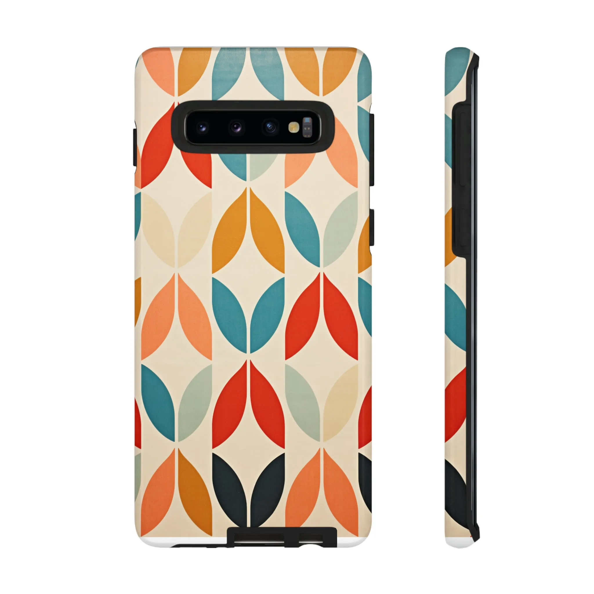 Mid-Century Modern Petals: A Retro Geometric Tapestry Tough Phone Cases