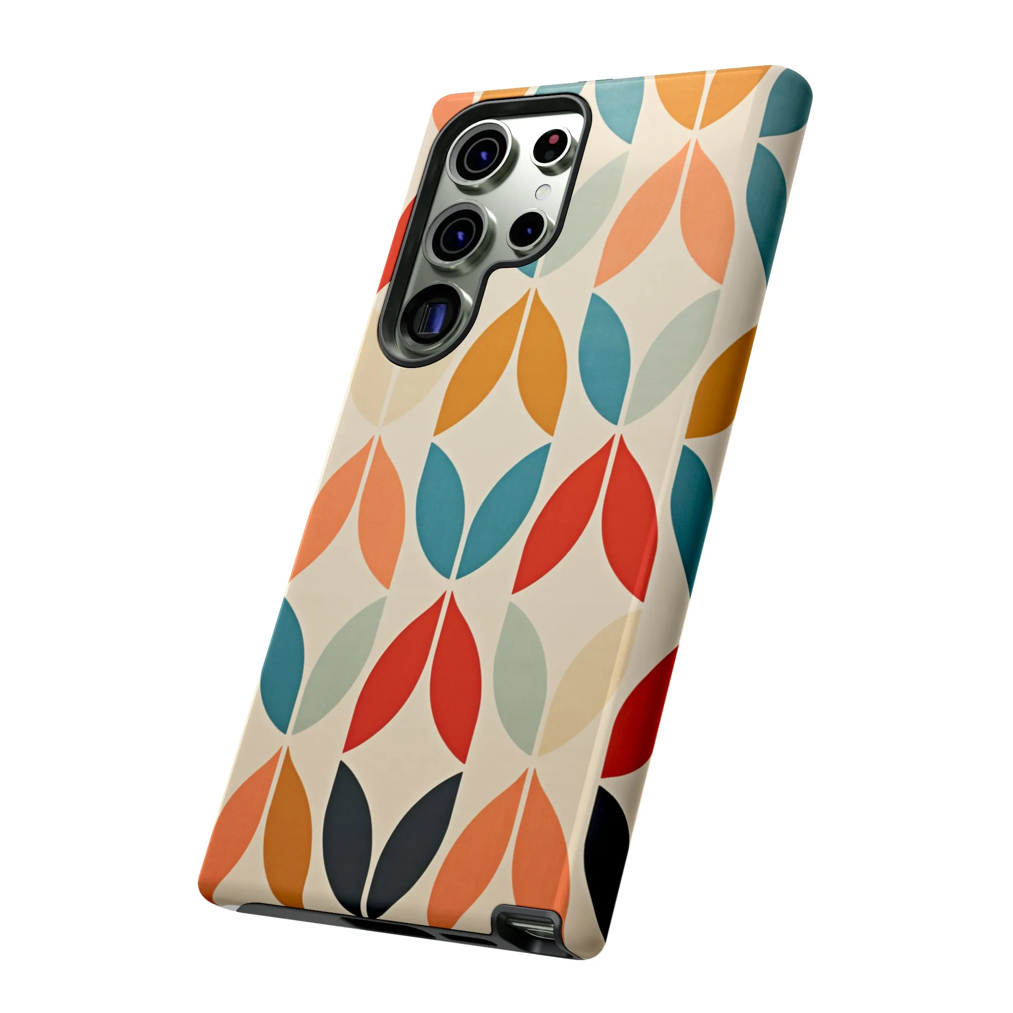 Mid-Century Modern Petals: A Retro Geometric Tapestry Tough Phone Cases
