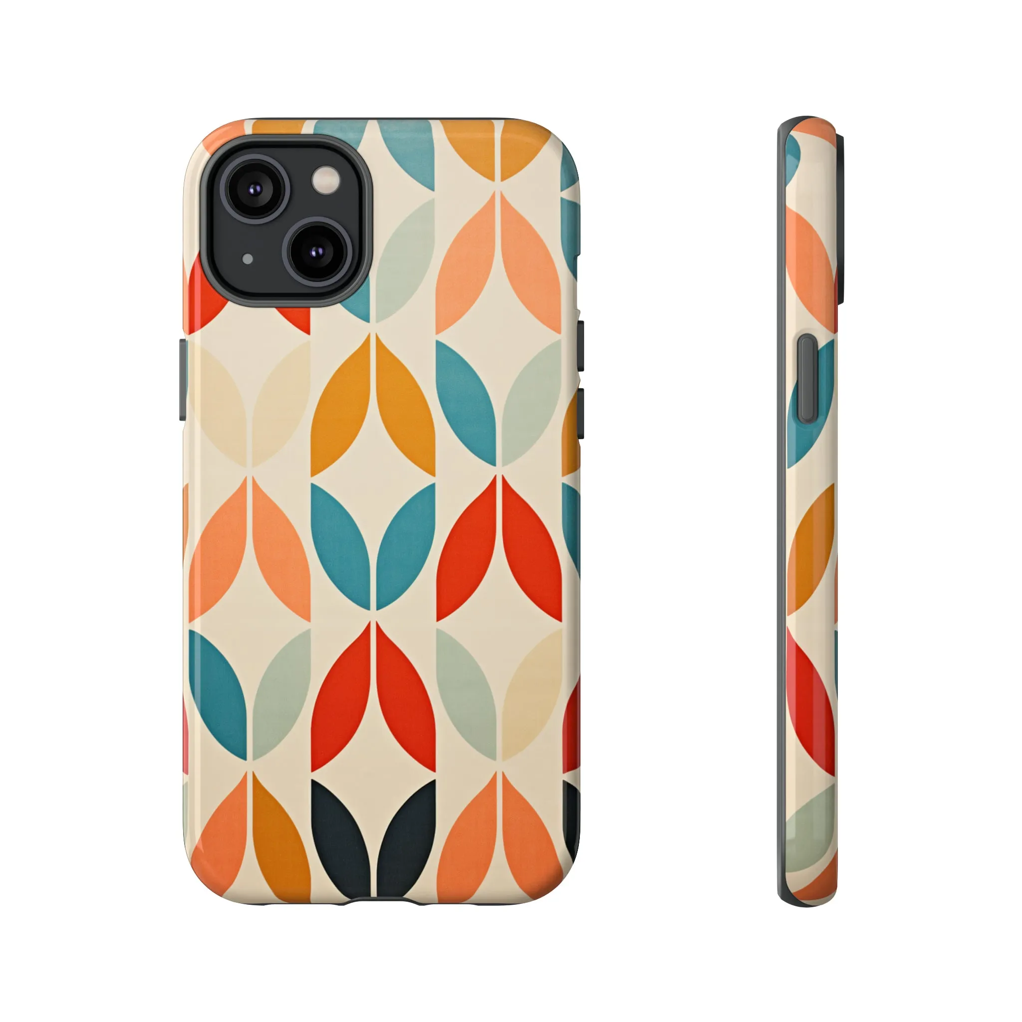 Mid-Century Modern Petals: A Retro Geometric Tapestry Tough Phone Cases