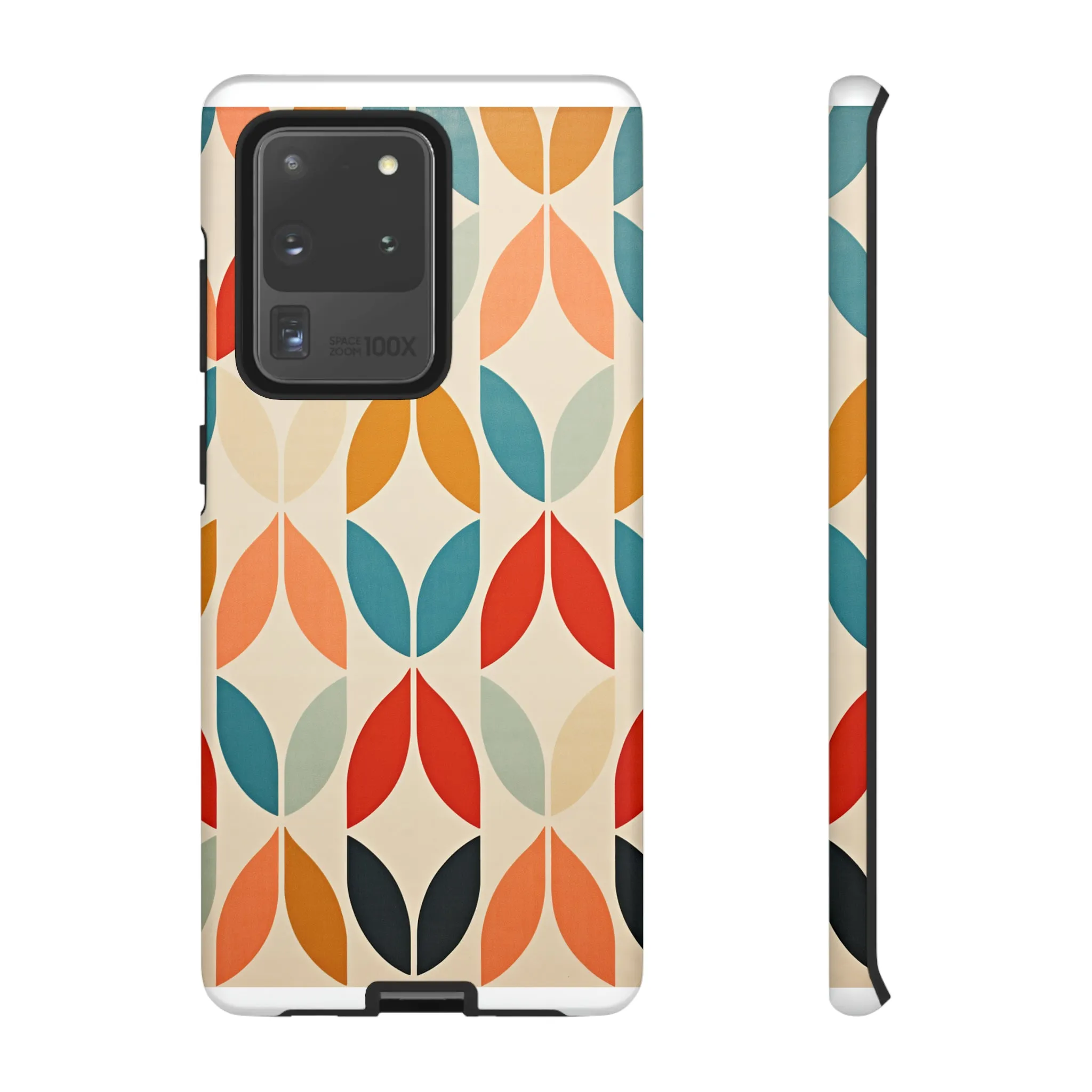 Mid-Century Modern Petals: A Retro Geometric Tapestry Tough Phone Cases