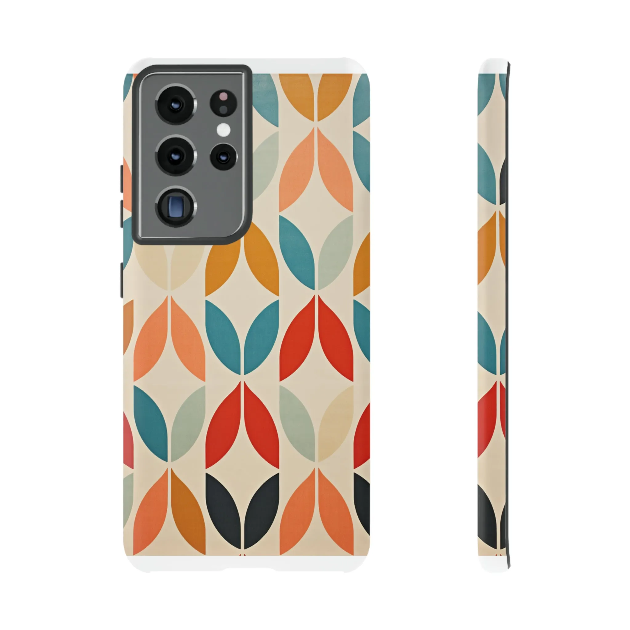 Mid-Century Modern Petals: A Retro Geometric Tapestry Tough Phone Cases