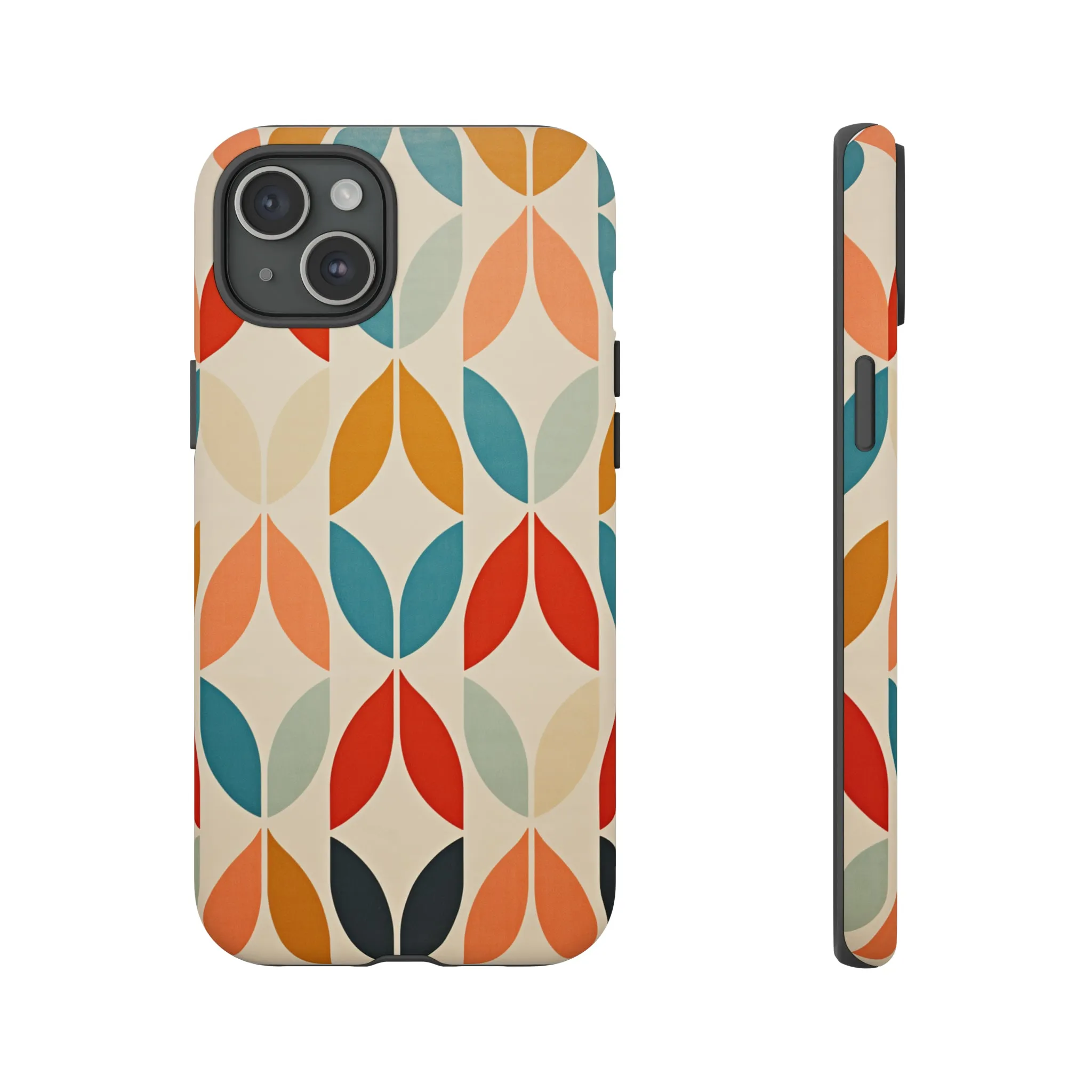 Mid-Century Modern Petals: A Retro Geometric Tapestry Tough Phone Cases
