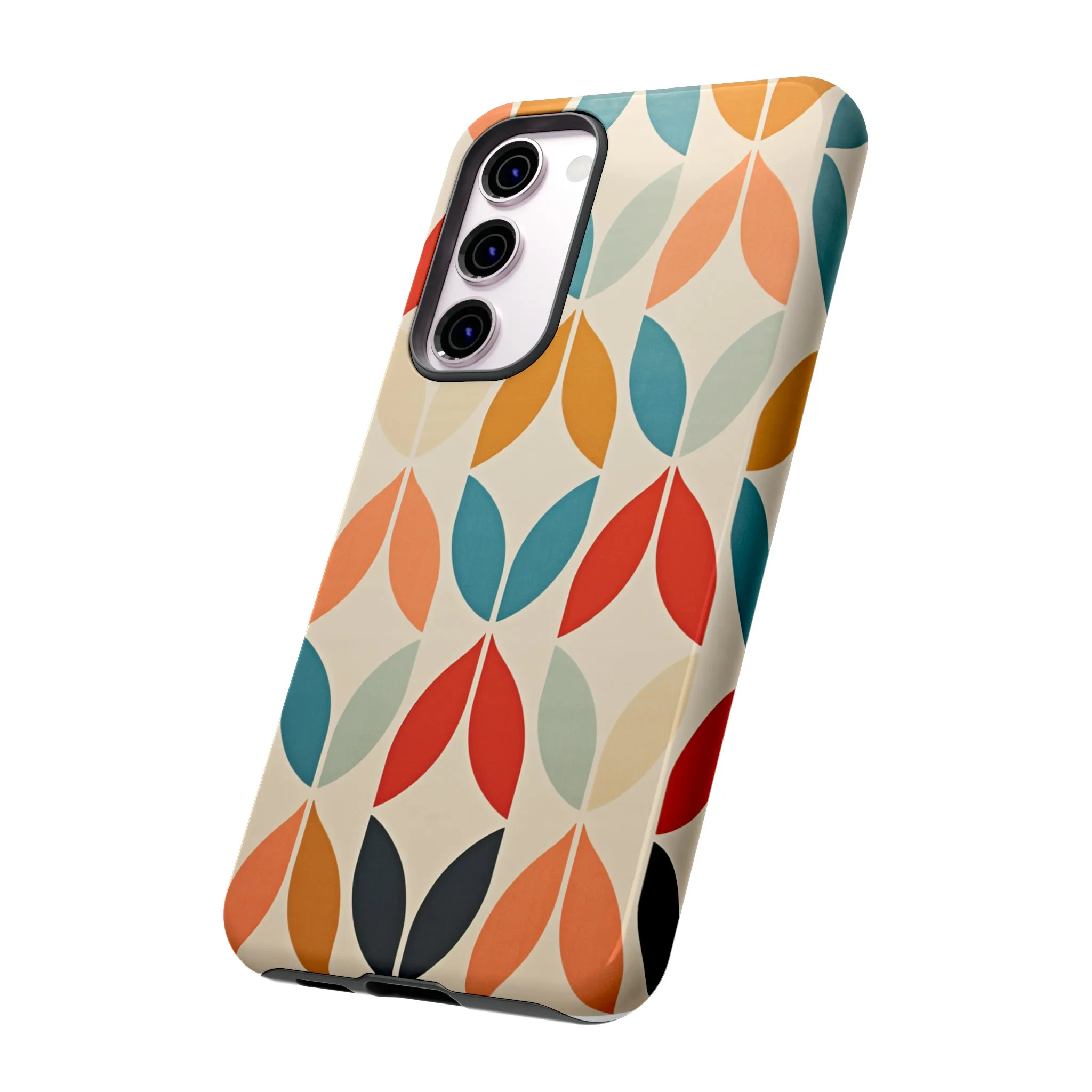 Mid-Century Modern Petals: A Retro Geometric Tapestry Tough Phone Cases