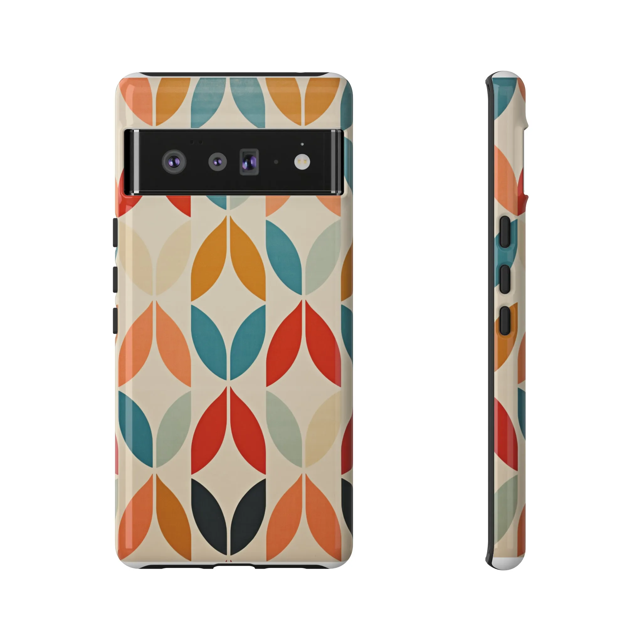 Mid-Century Modern Petals: A Retro Geometric Tapestry Tough Phone Cases