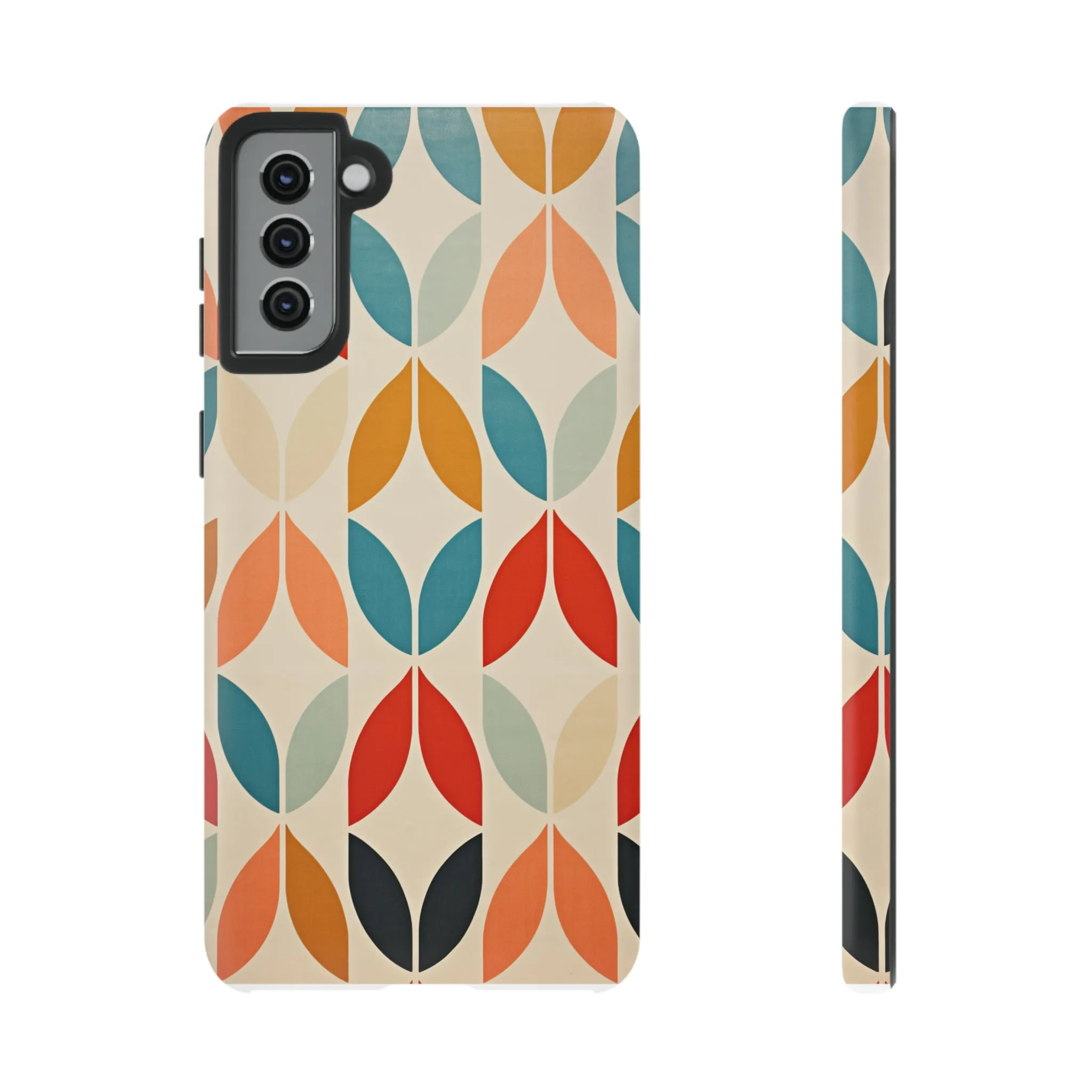 Mid-Century Modern Petals: A Retro Geometric Tapestry Tough Phone Cases