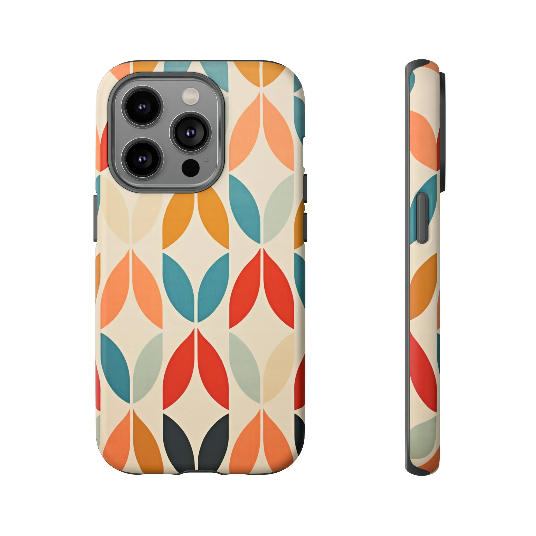 Mid-Century Modern Petals: A Retro Geometric Tapestry Tough Phone Cases