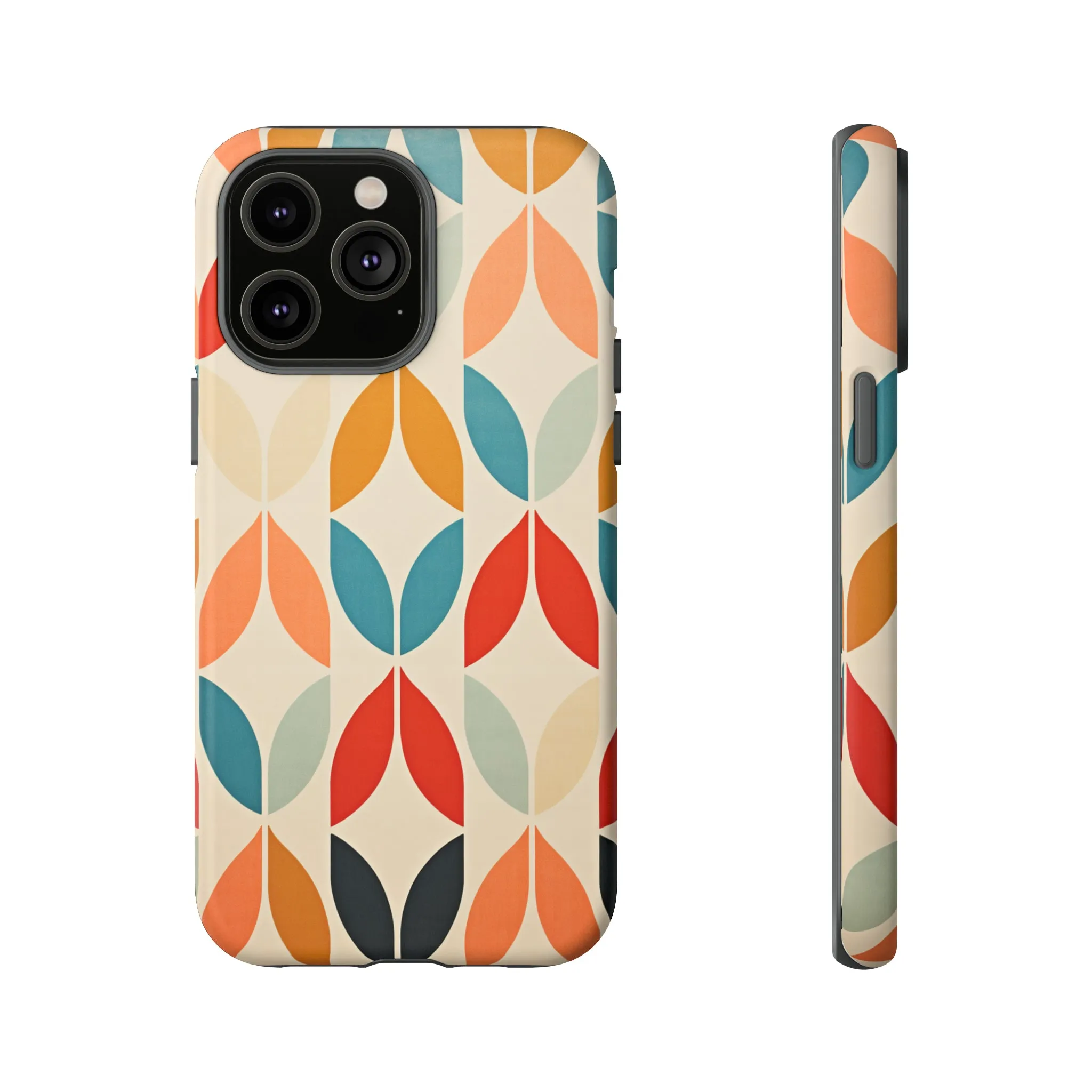 Mid-Century Modern Petals: A Retro Geometric Tapestry Tough Phone Cases