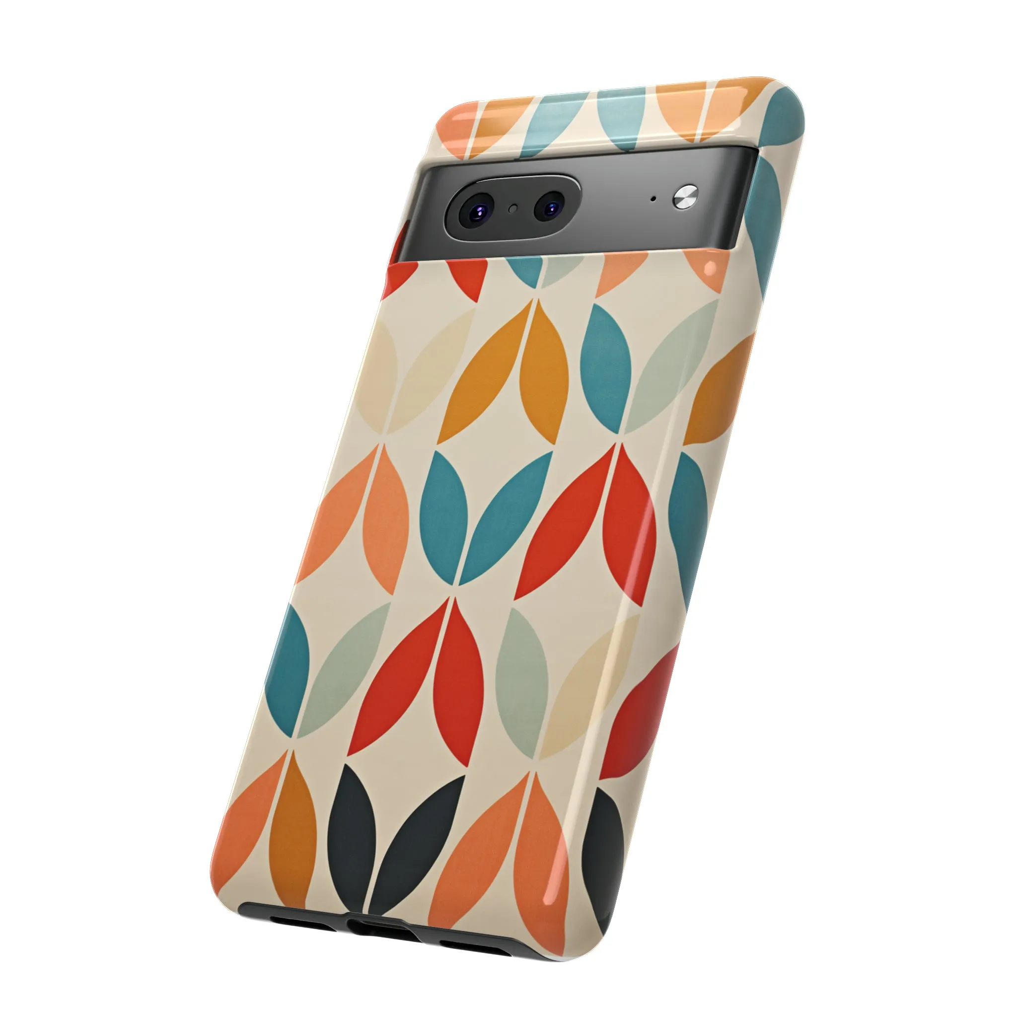 Mid-Century Modern Petals: A Retro Geometric Tapestry Tough Phone Cases