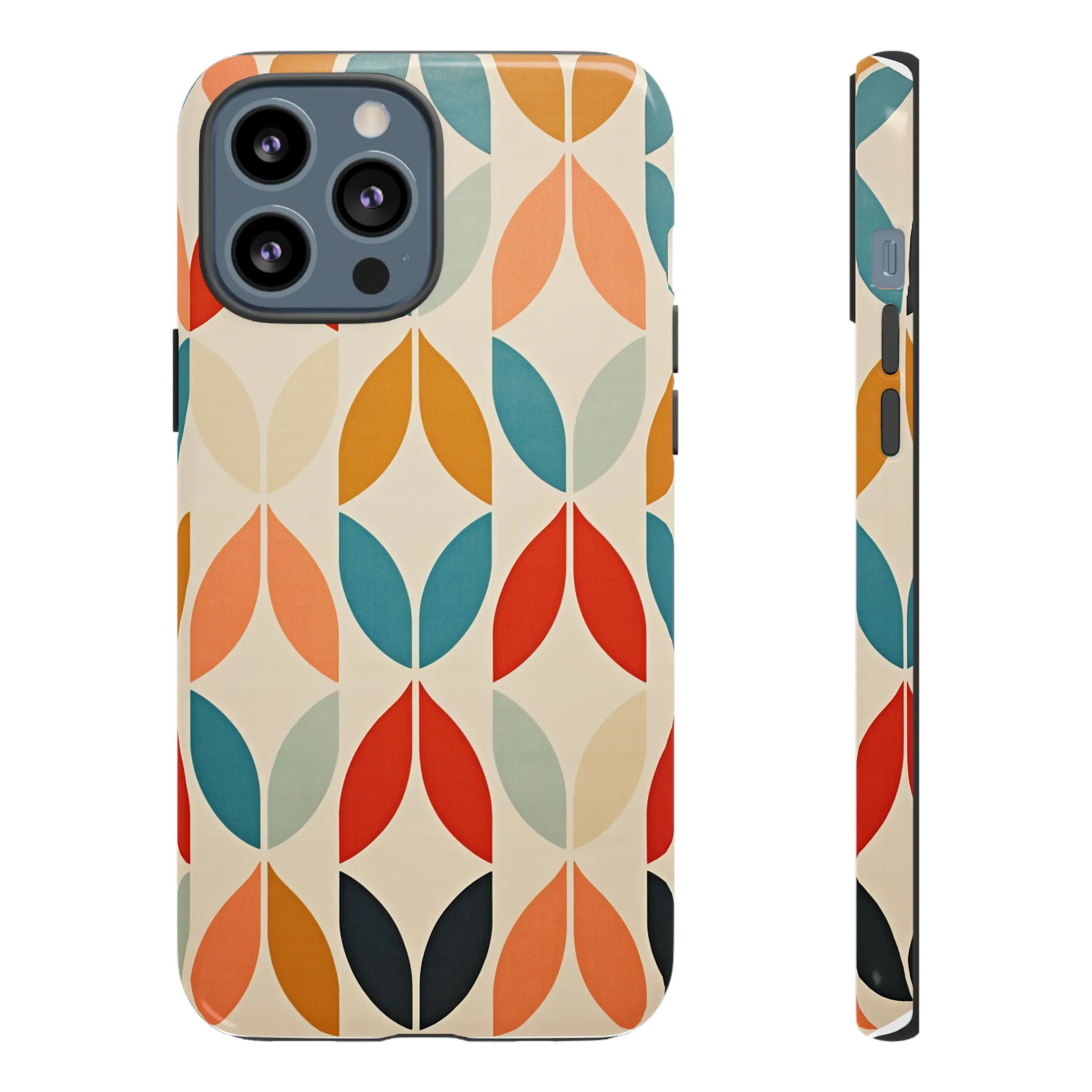 Mid-Century Modern Petals: A Retro Geometric Tapestry Tough Phone Cases