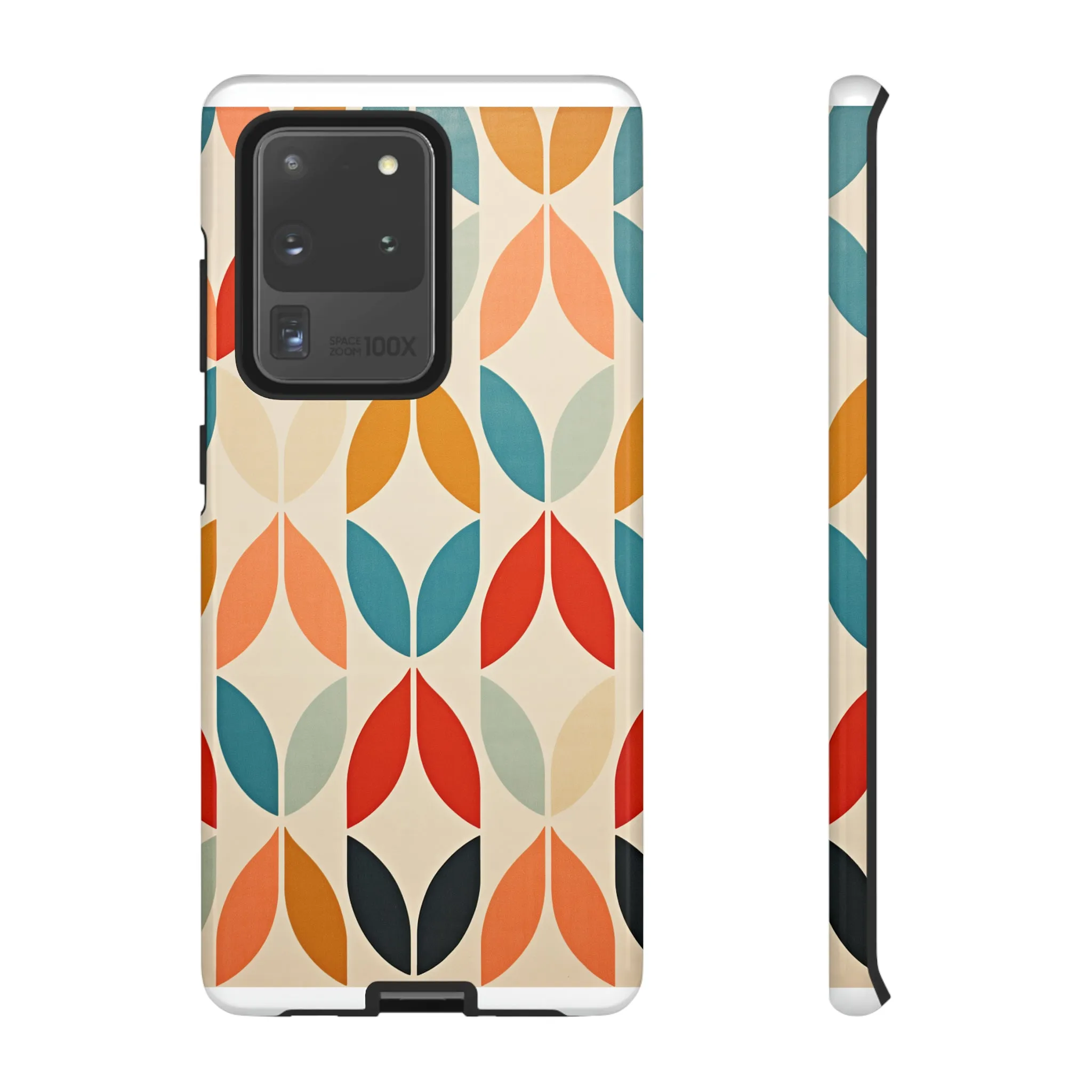Mid-Century Modern Petals: A Retro Geometric Tapestry Tough Phone Cases