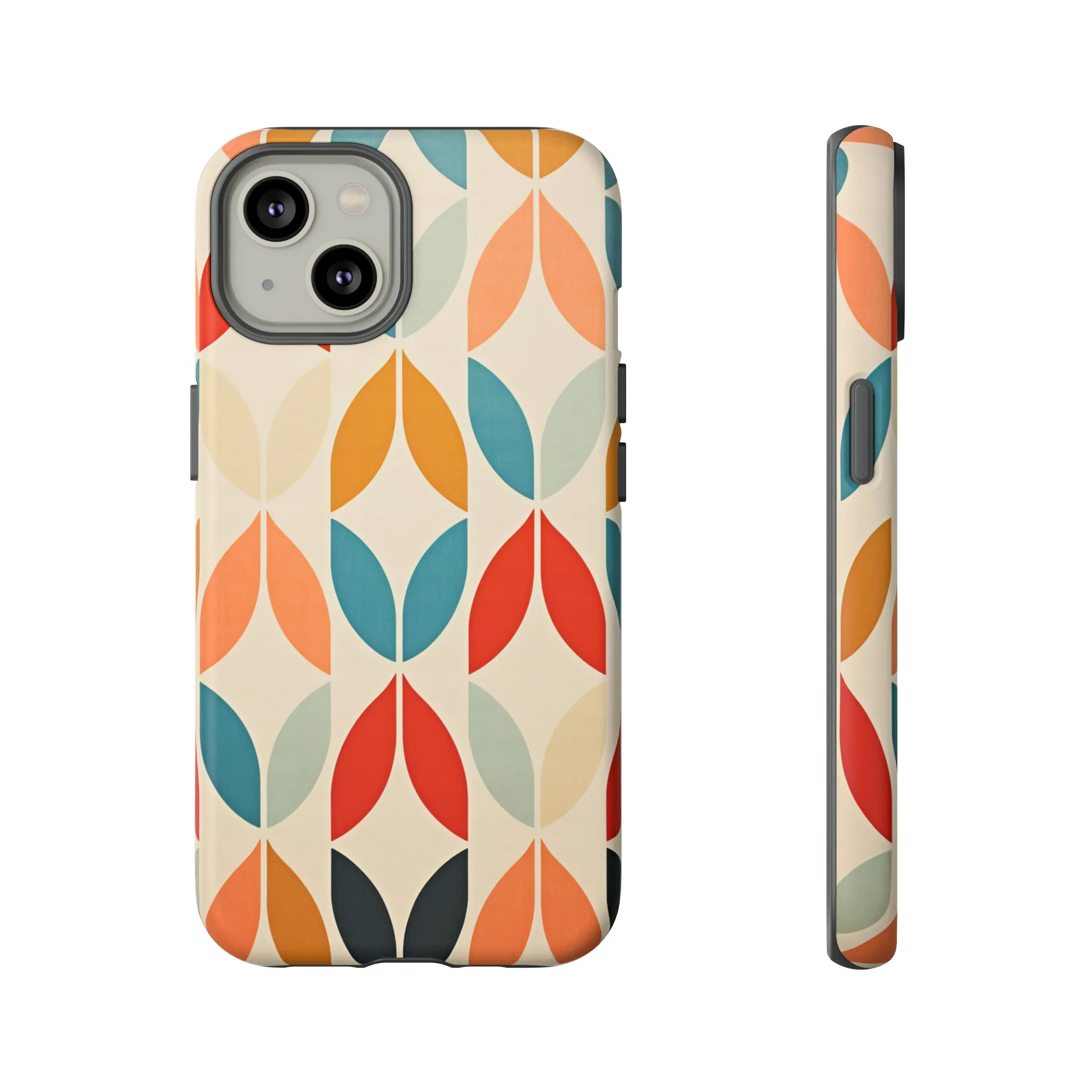 Mid-Century Modern Petals: A Retro Geometric Tapestry Tough Phone Cases
